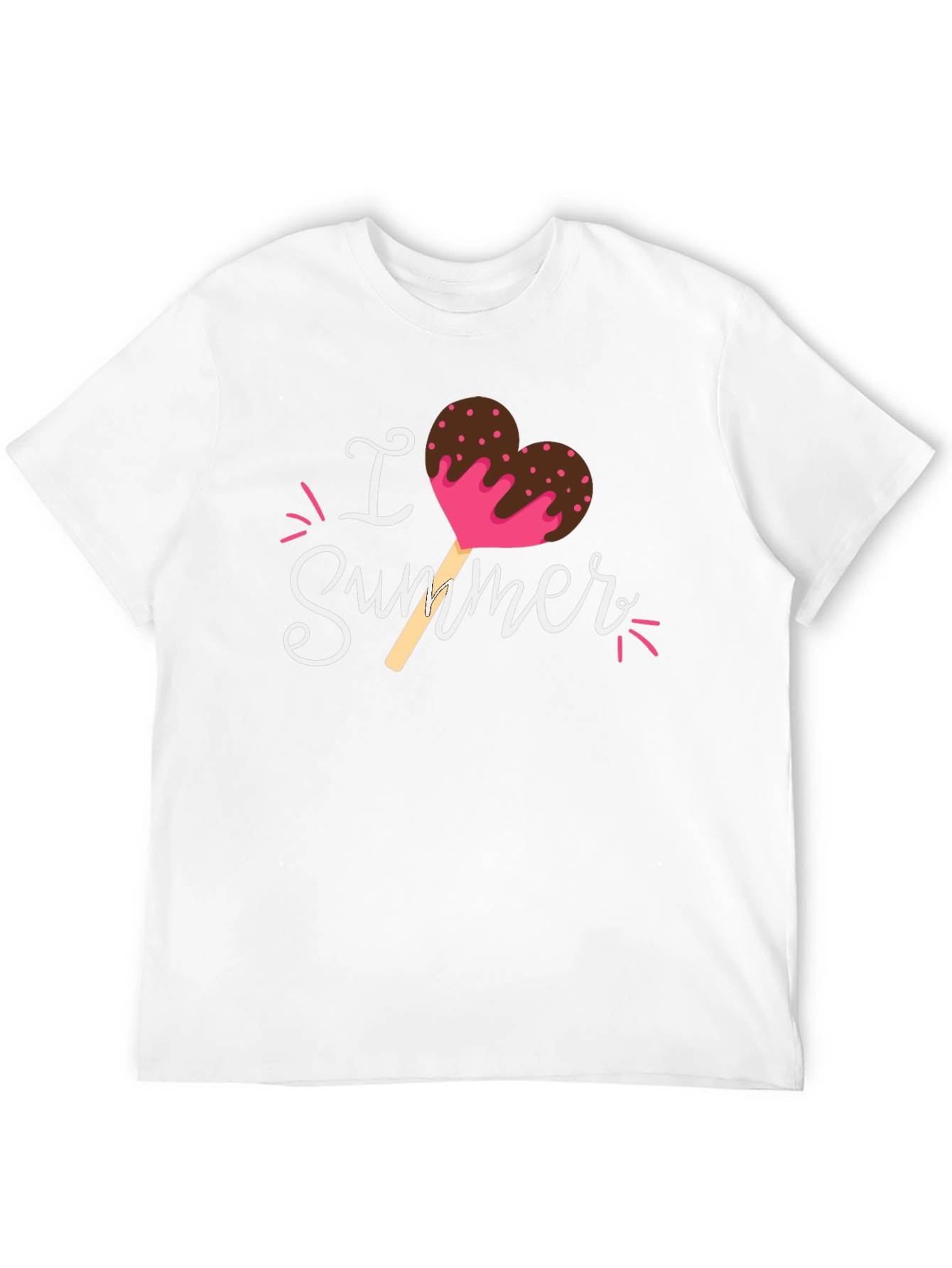 Black I Love Summer Heart Ice Cream Graphic T-Shirt view 12