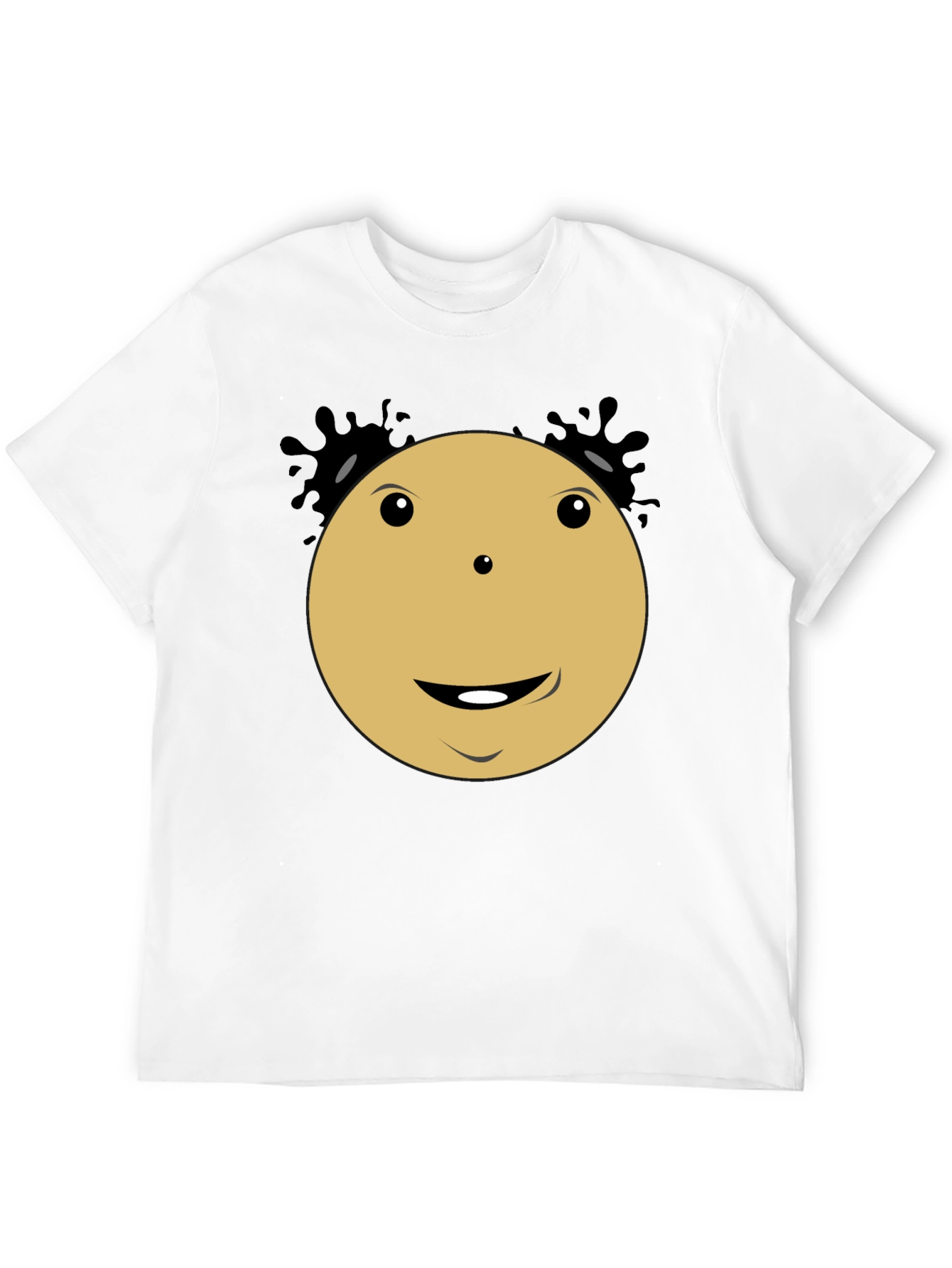 Black Smiley Face Cartoon Character Black T-Shirt view 12