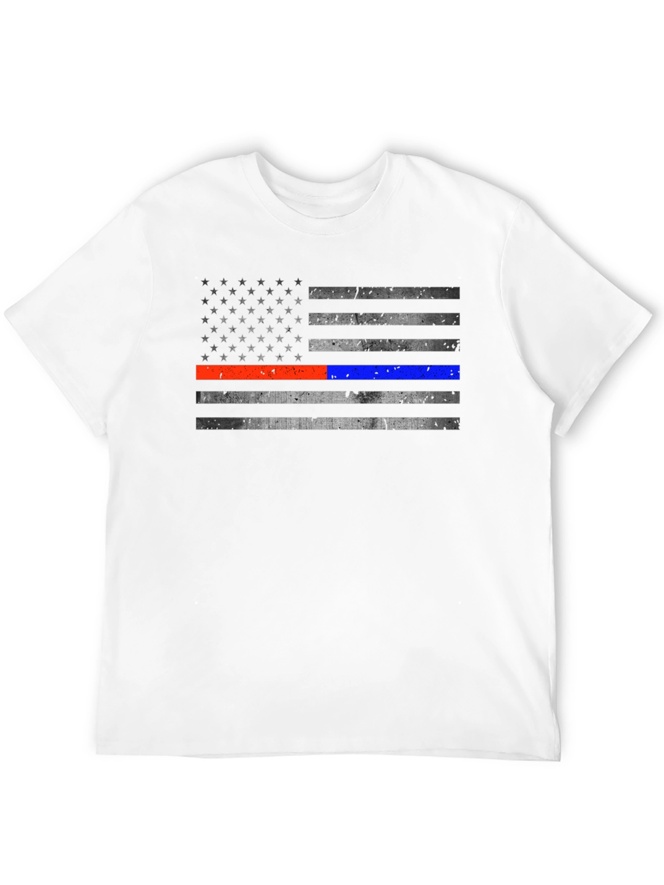 Black Distressed American Flag Line T-Shirt view 12