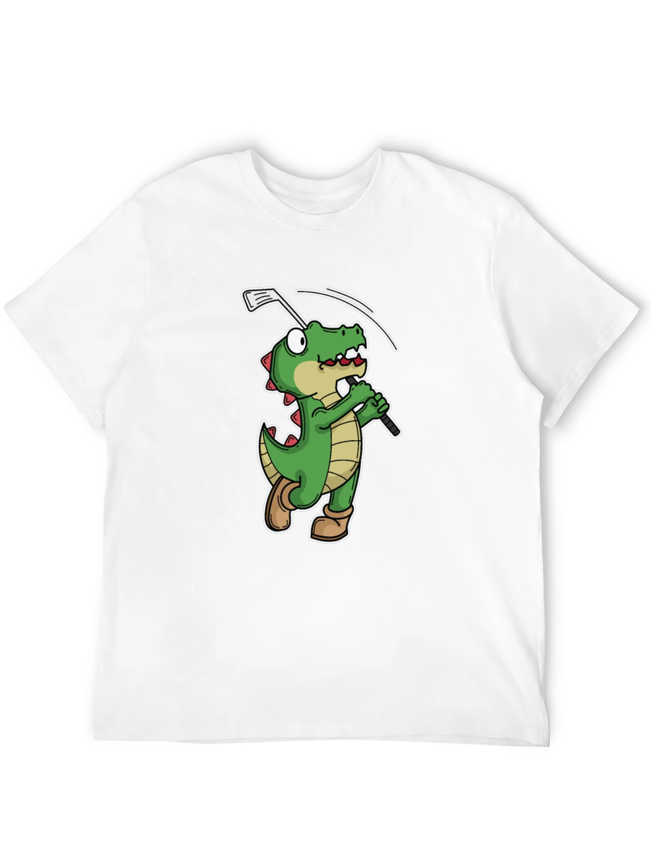 Black Golfing Alligator T-Shirt - Black Crew Neck Tee view 12