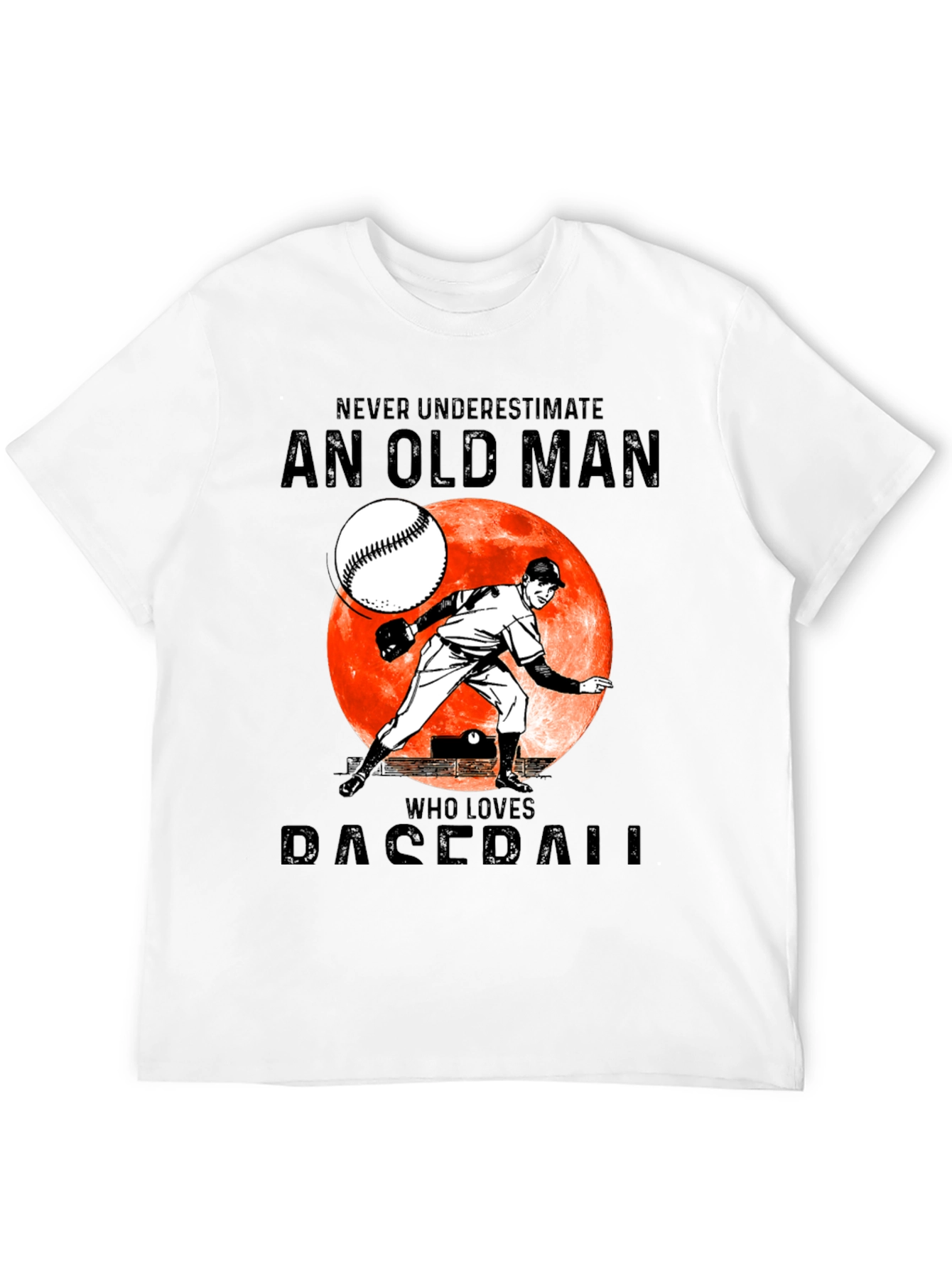 Black Never Underestimate Old Man Baseball T-Shirt view 12