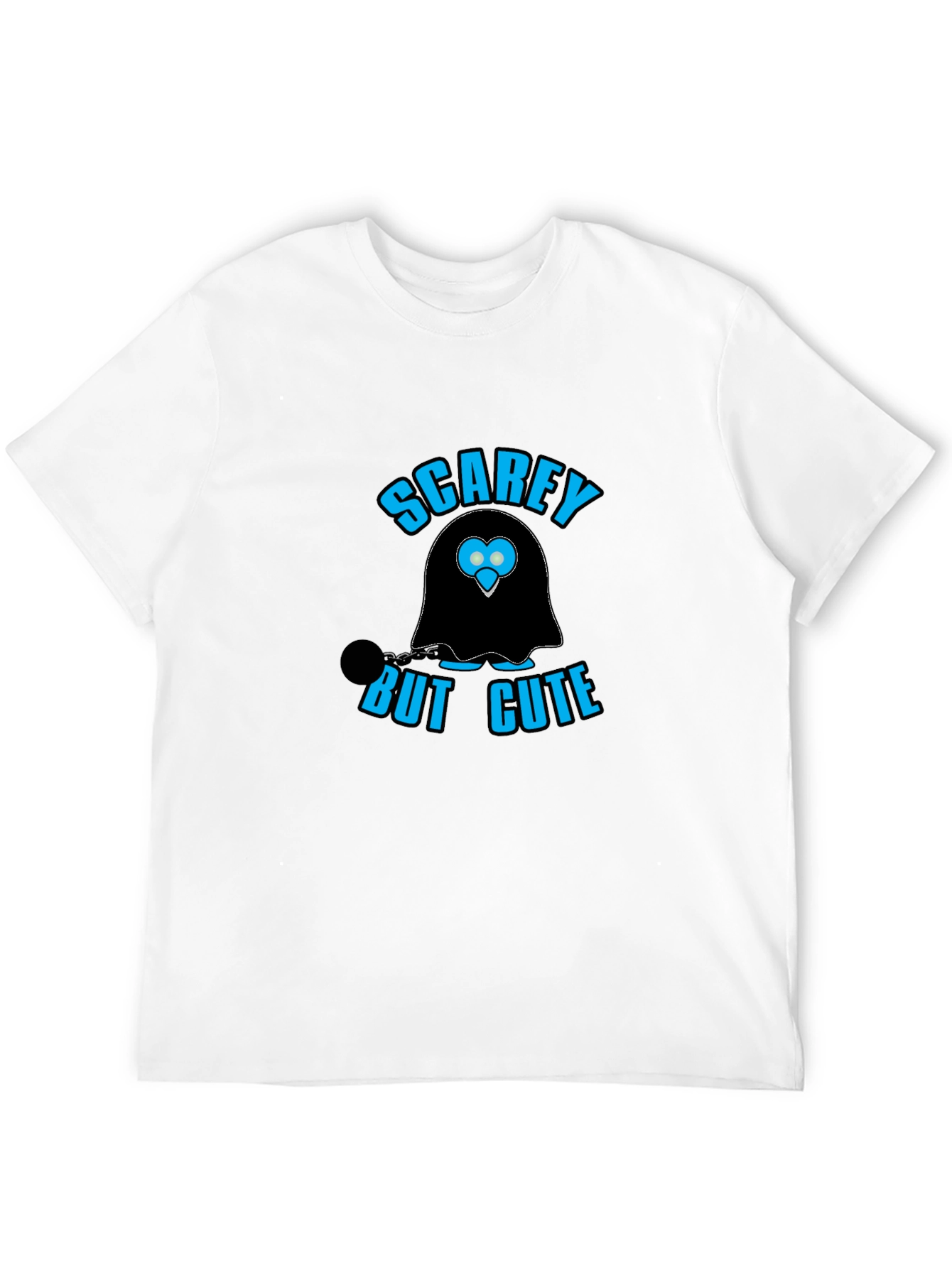Black Scarey But Cute Ghost Graphic Black T-Shirt view 12