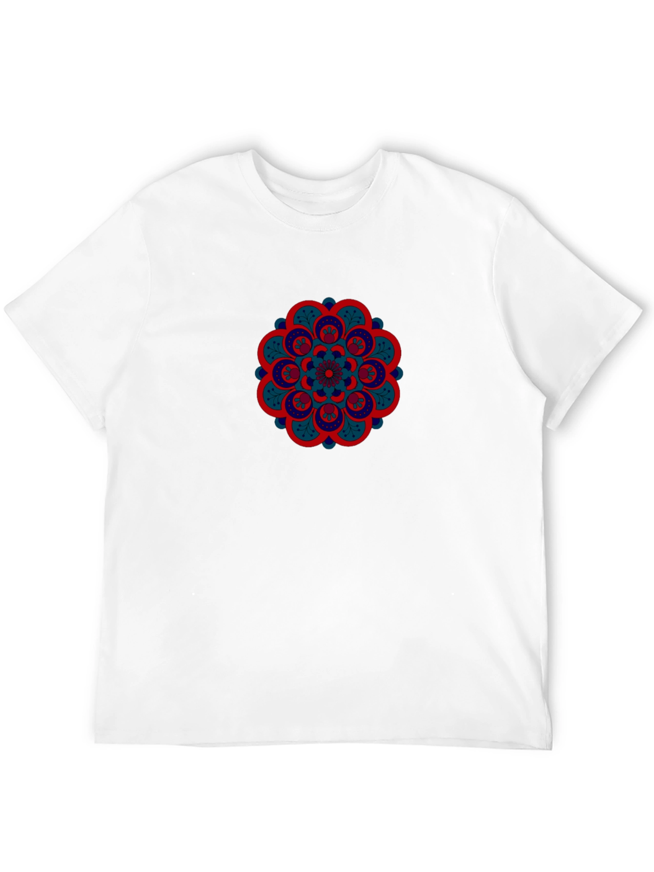 Black Men's Black Tee with Mandala Design view 12