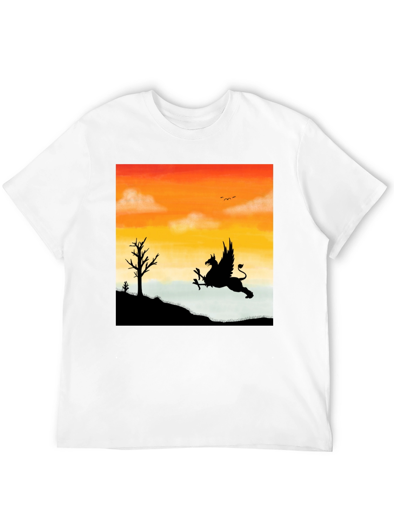 Black Gryphon Sunset T-Shirt - Mythical Creature Tee view 12