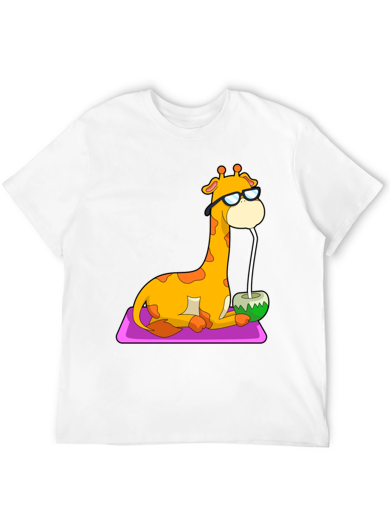Black Cool Giraffe Coconut Drink Tee view 12