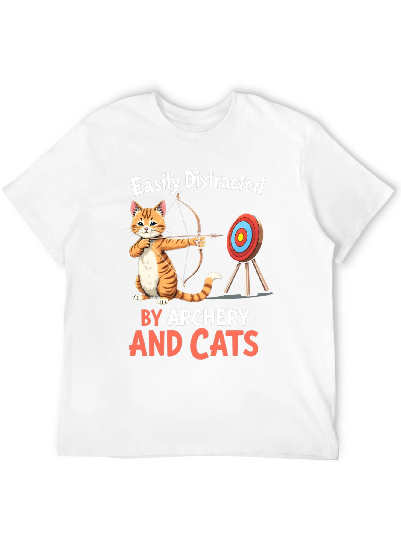 Black Easily Distracted By Archery And Cats T-Shirt view 12