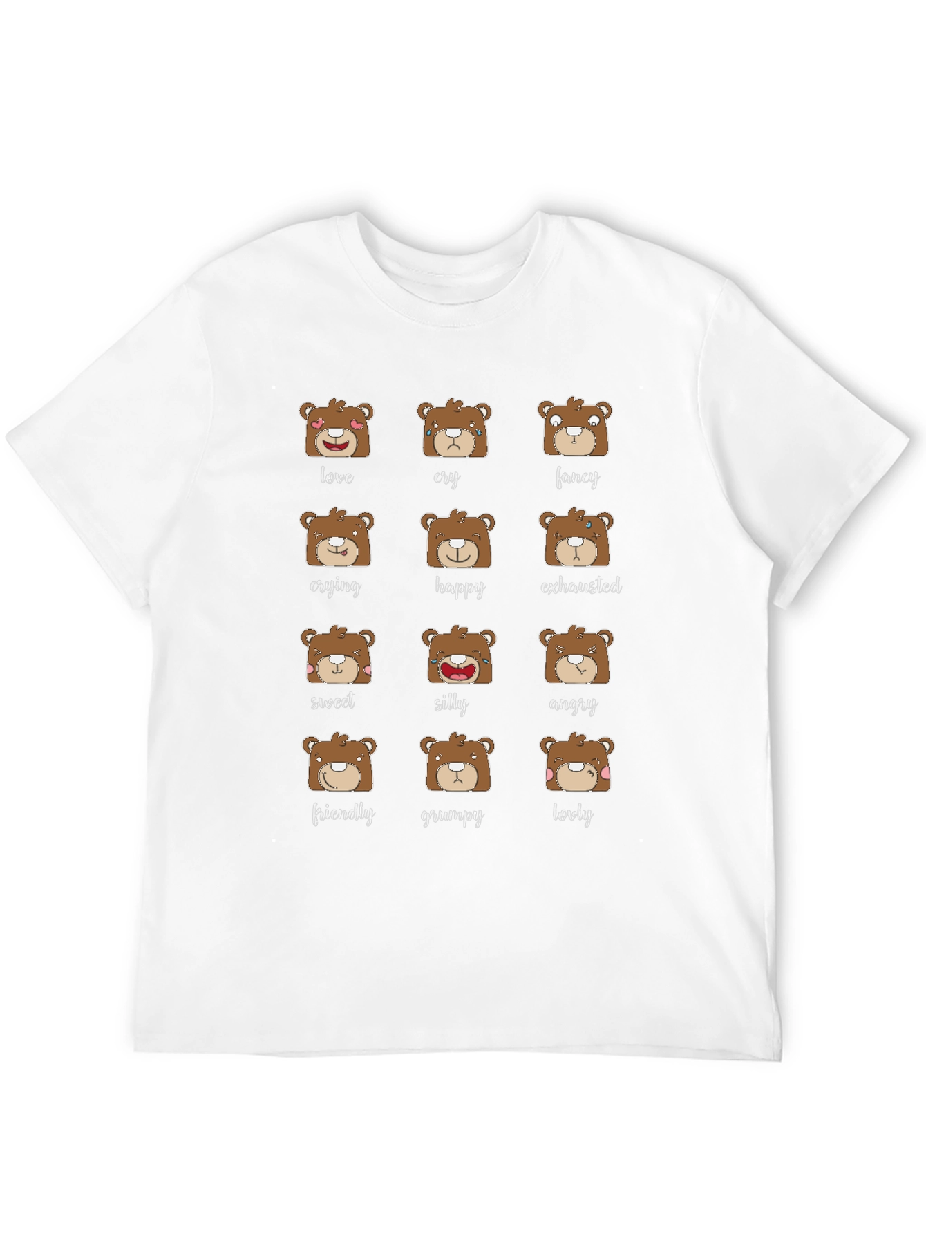 Black Emotional Bear T-Shirt - Cute Expressions Graphic Tee view 12