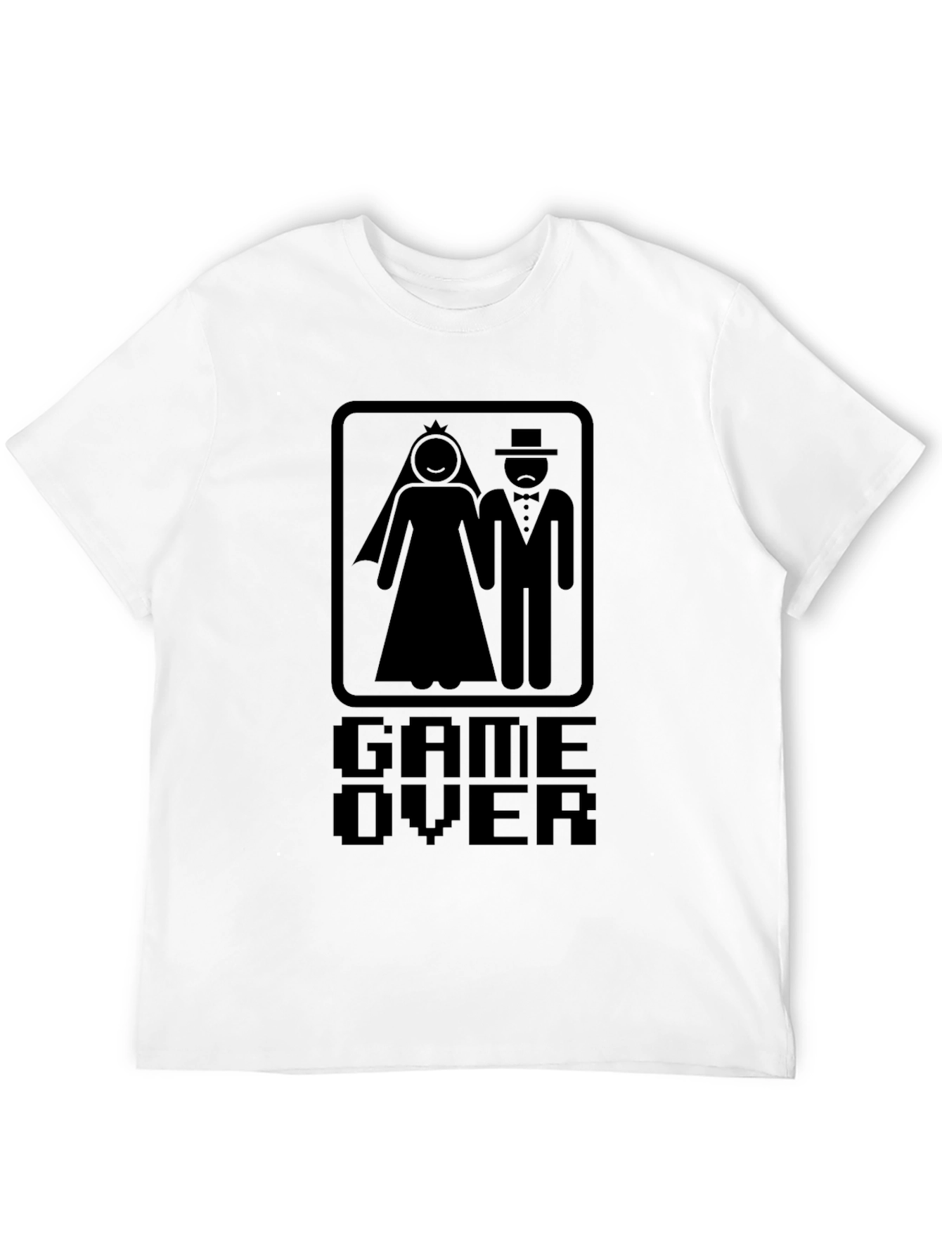 Black Game Over Bride Groom Graphic Tee - Black Cotton Blend view 12