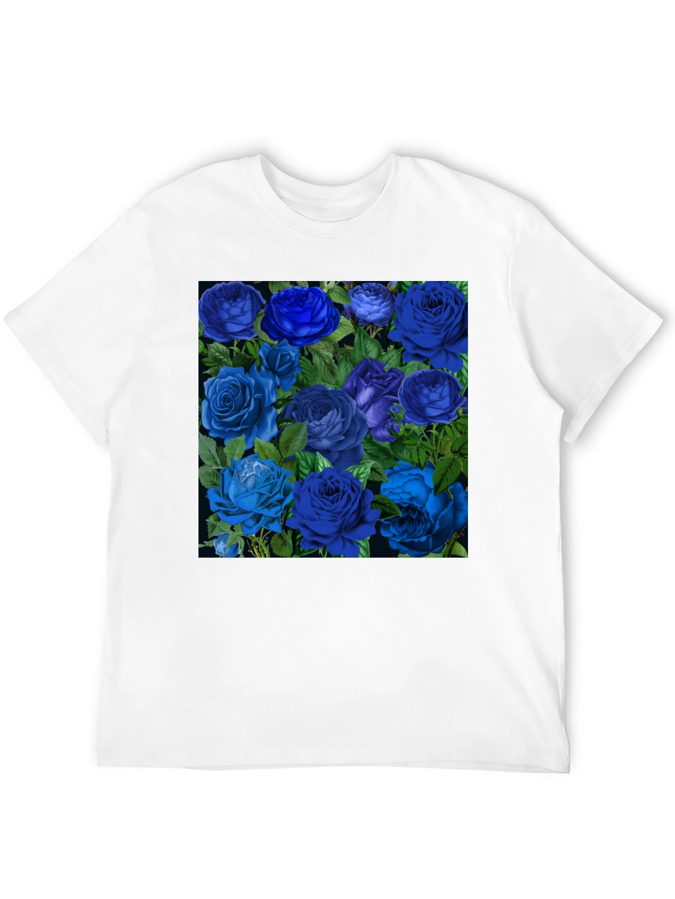 Black Blue Roses Graphic Print Tee - Black view 12