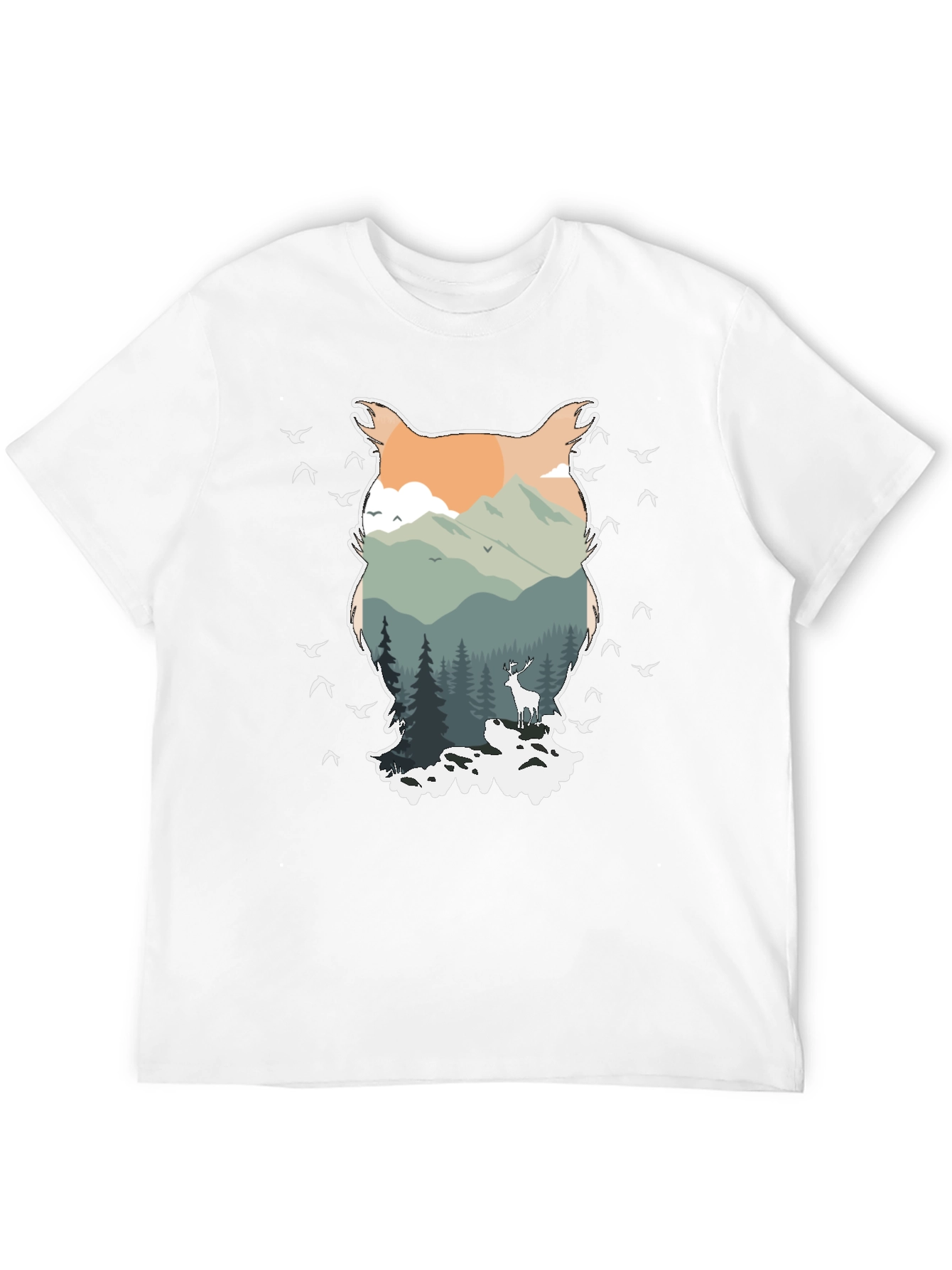 Black Nature Owl Graphic Tee - Men's Black T-Shirt view 12