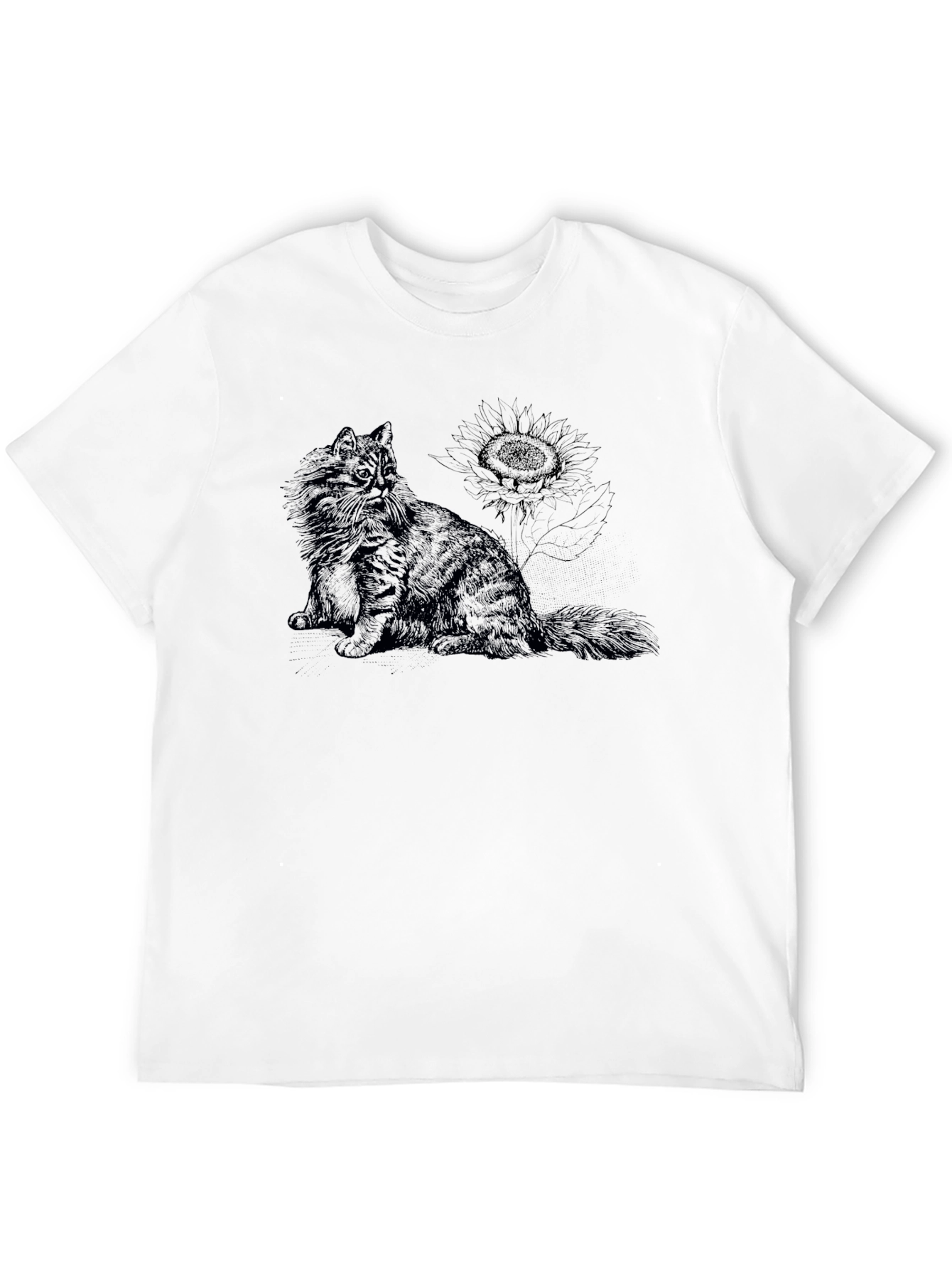 Black Cat & Sunflower Black Graphic T-Shirt view 12