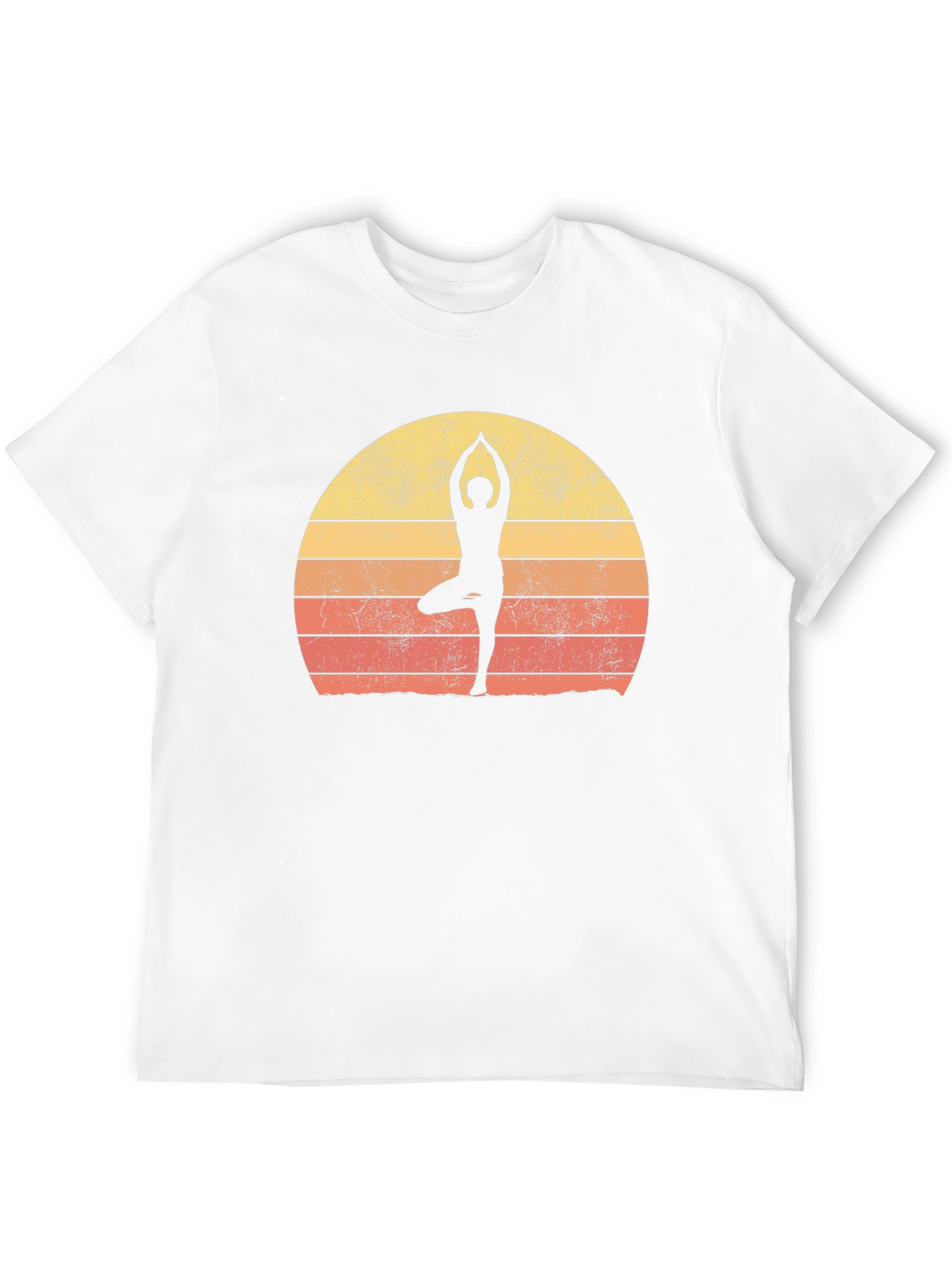 Black Yoga Silhouette Retro Sunset Graphic T-Shirt view 12