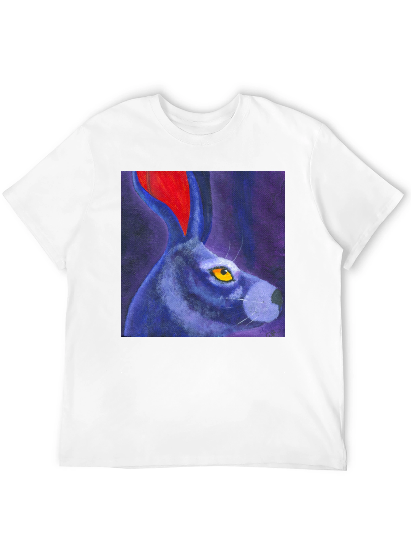Black Rabbit Art Print Tee - Unique Graphic T-Shirt view 12