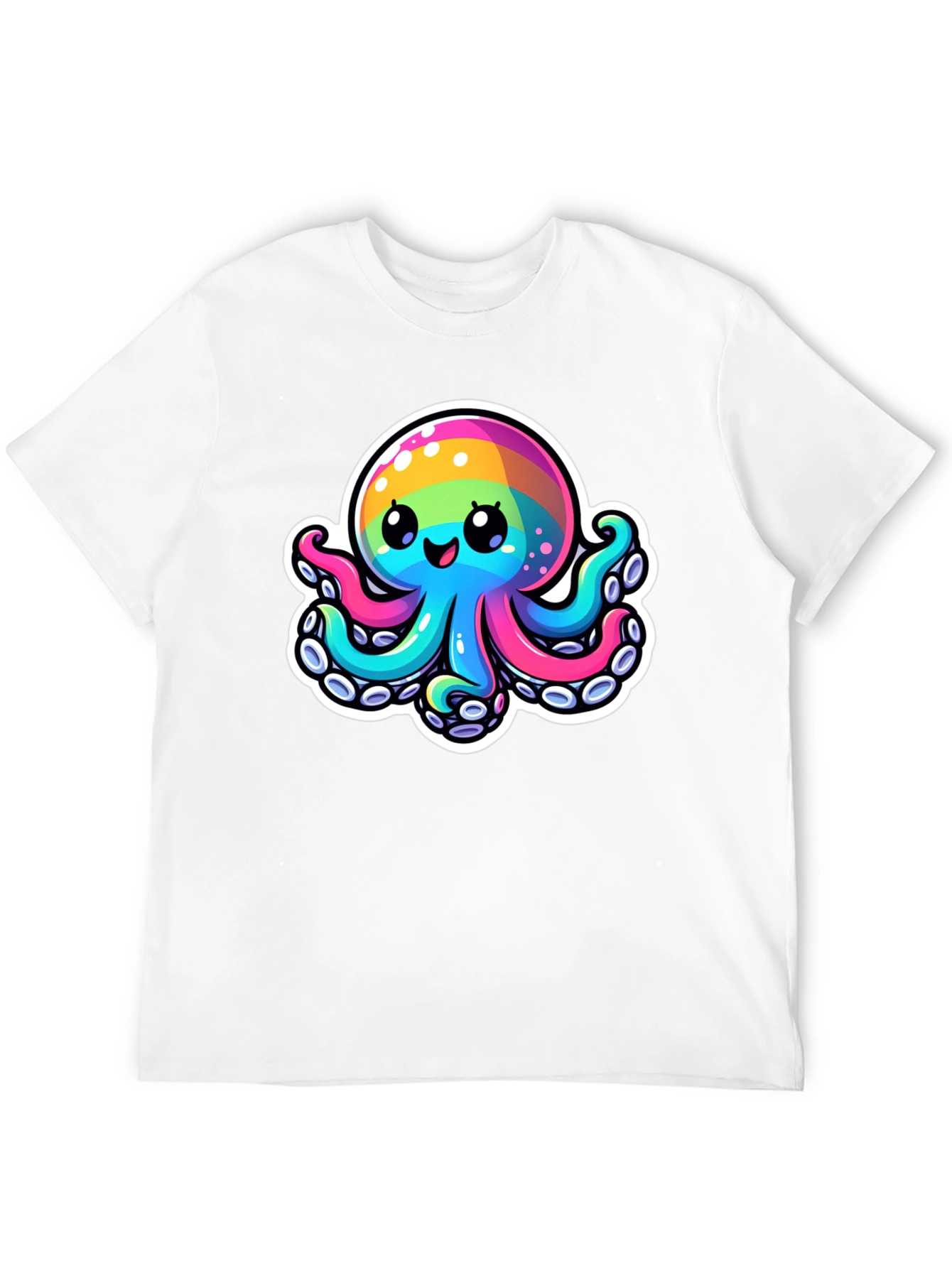 Black Rainbow Octopus Graphic Tee - Unique Colorful Design view 12