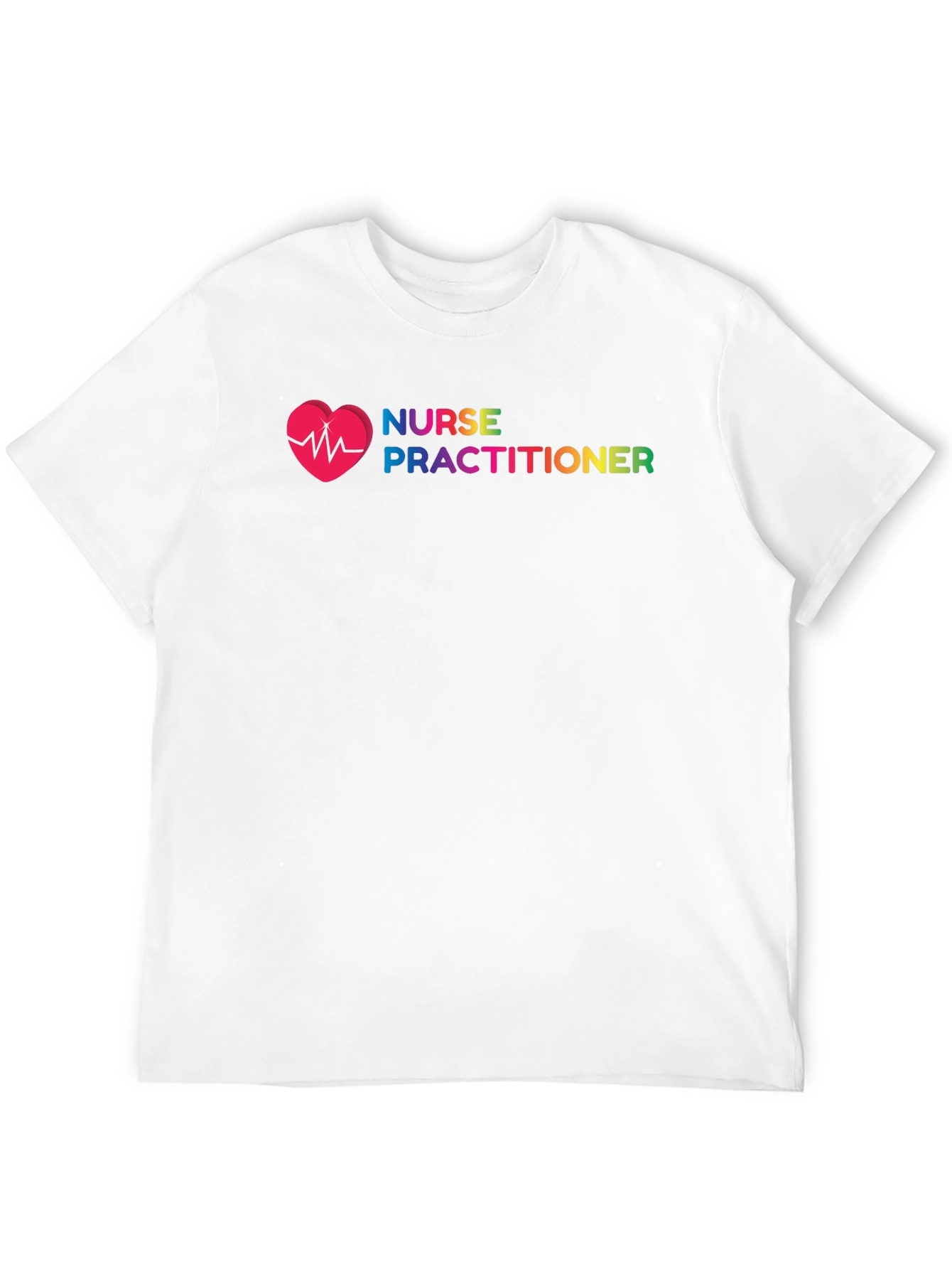 Nurse Practitioner Rainbow Heartbeat T-Shirt - 12