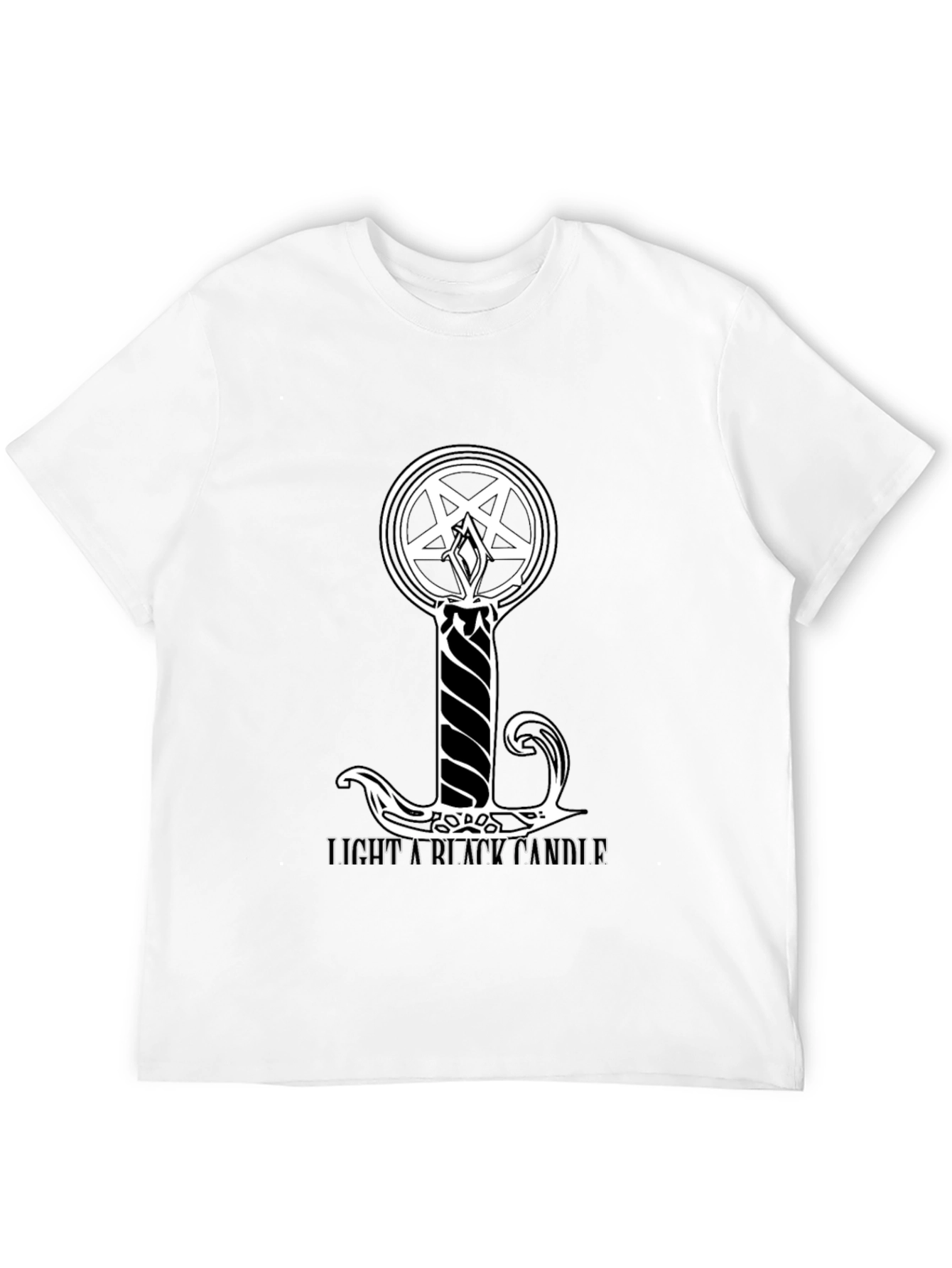 Black Black T-Shirt: Light a Black Candle Design view 12