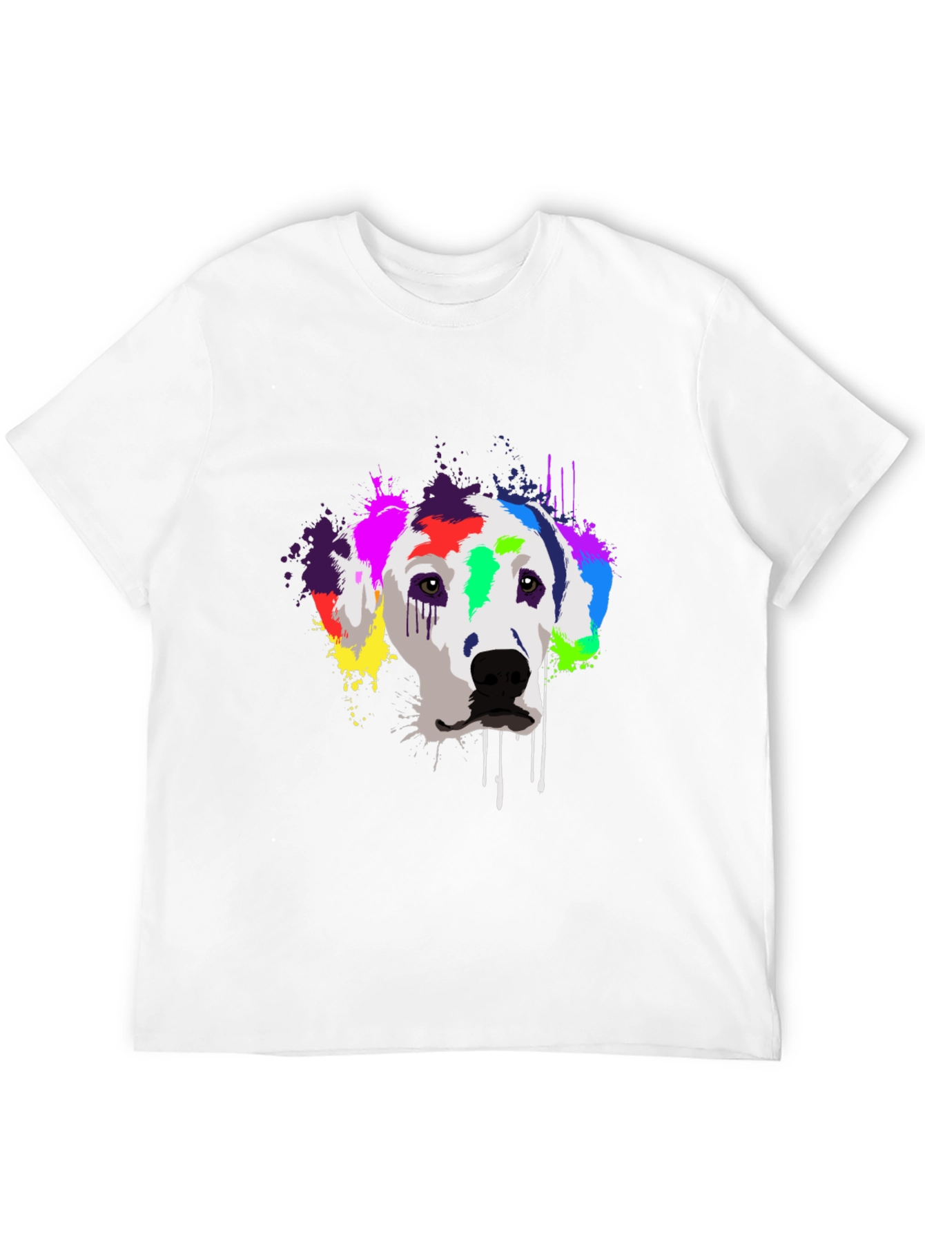 Black Colorful Dalmatian Dog Graphic T-Shirt - Black view 12