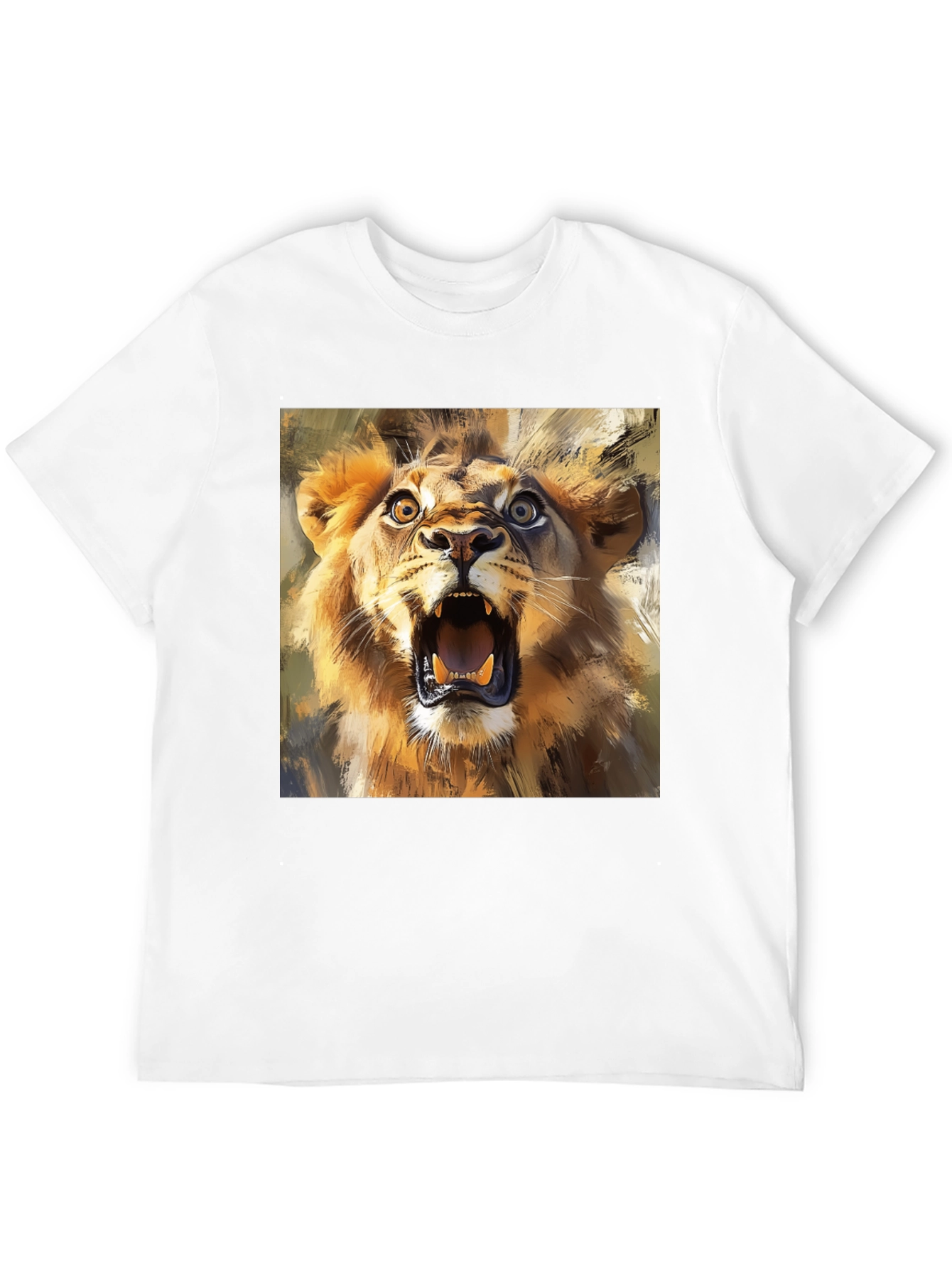 Black Roaring Lion Graphic Tee - Animal Print T-Shirt view 12