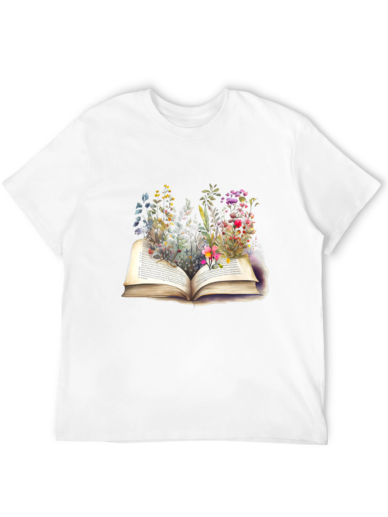 Black Floral Bookworm T-Shirt - Unisex view 12