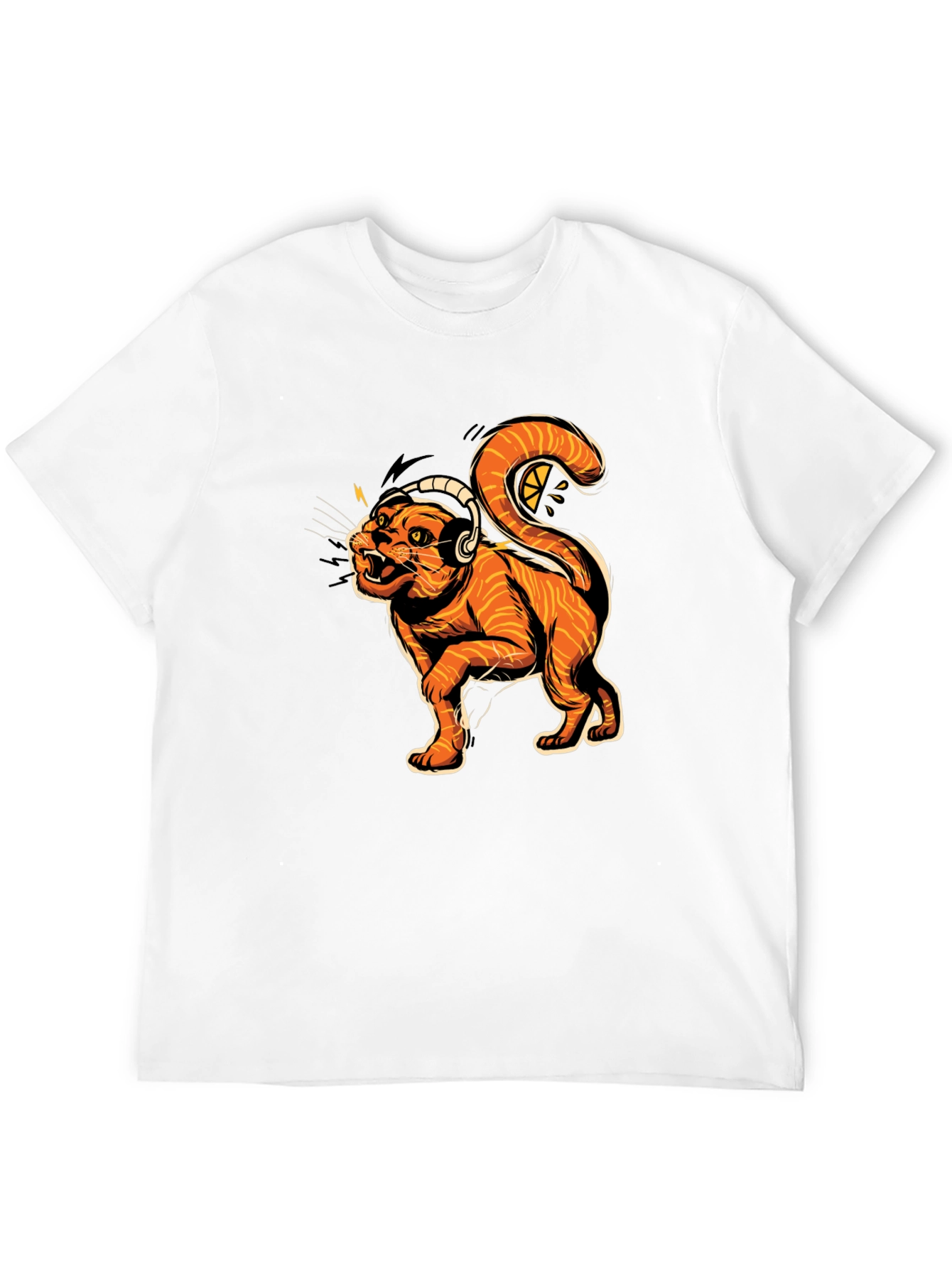 Black Cool Cat DJ Graphic Tee - Black Cotton T-Shirt view 12