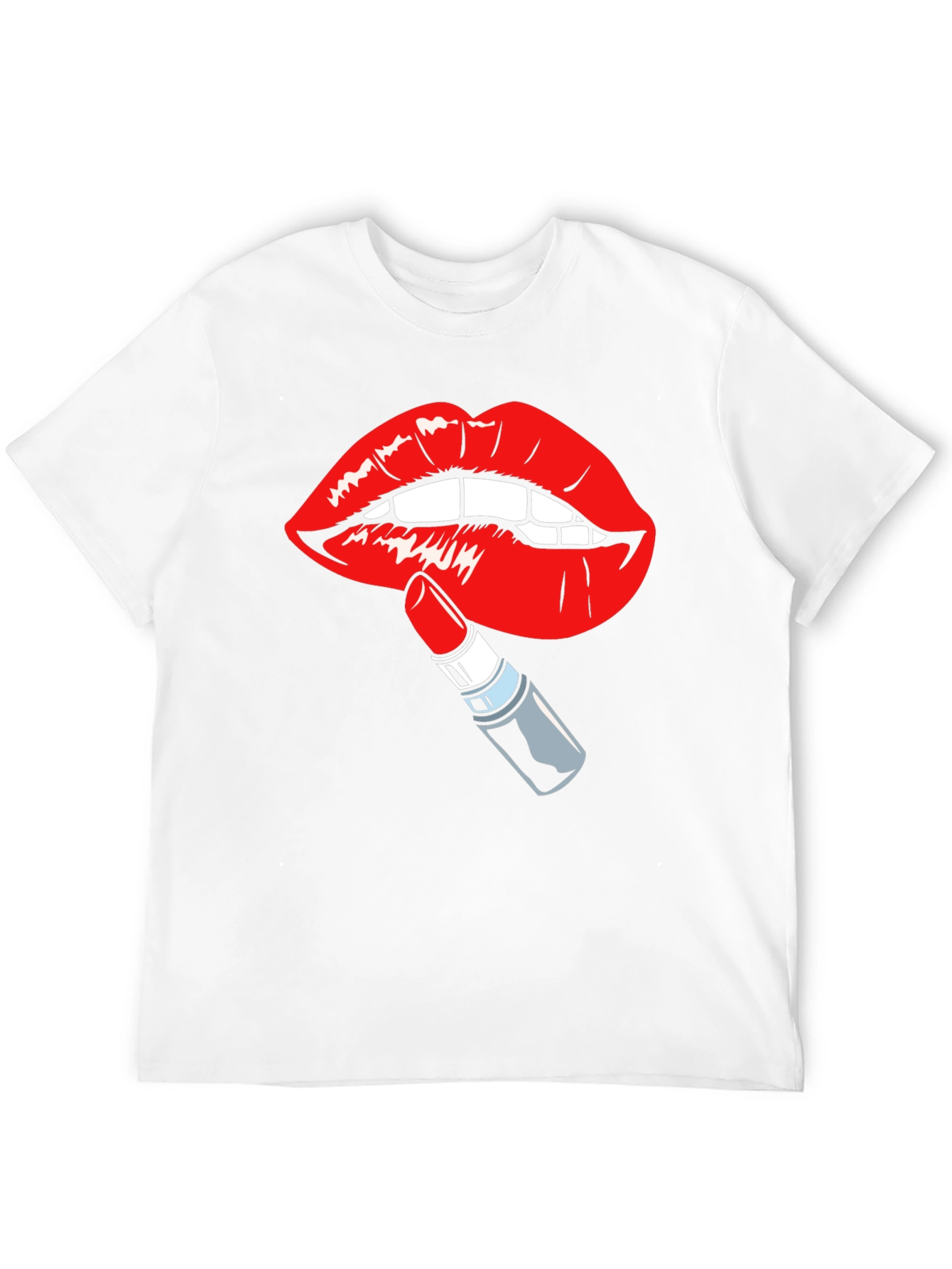 Black Bold Lips & Lipstick Graphic Tee - Black Cotton T-Shirt view 12