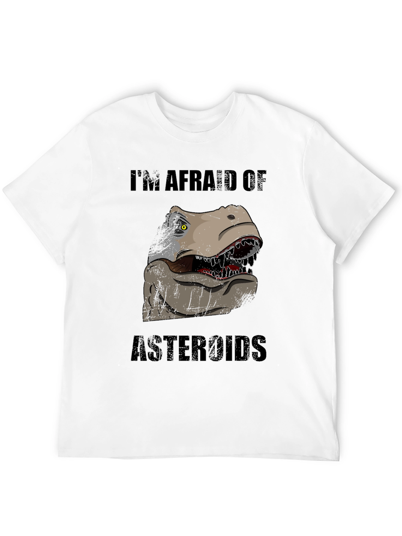 Black Dinosaur Afraid of Asteroids Graphic T-Shirt view 12