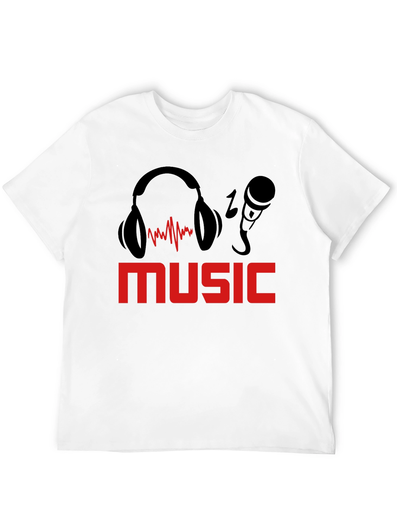 Black Music Lover's T-Shirt: Headphones & Mic Graphic Tee view 12