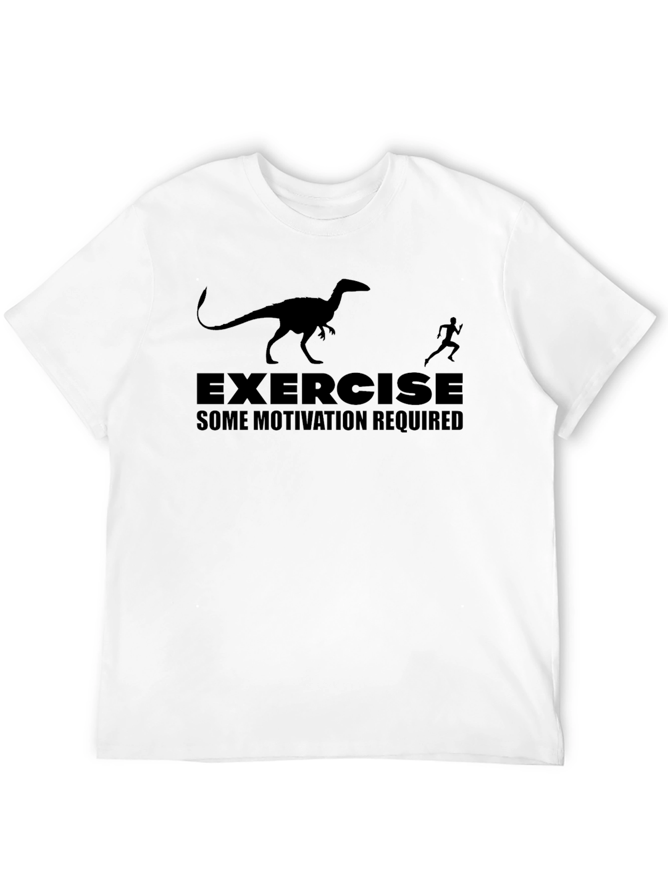 Black Exercise Motivation T-Shirt - Dinosaur Chasing Runner view 12