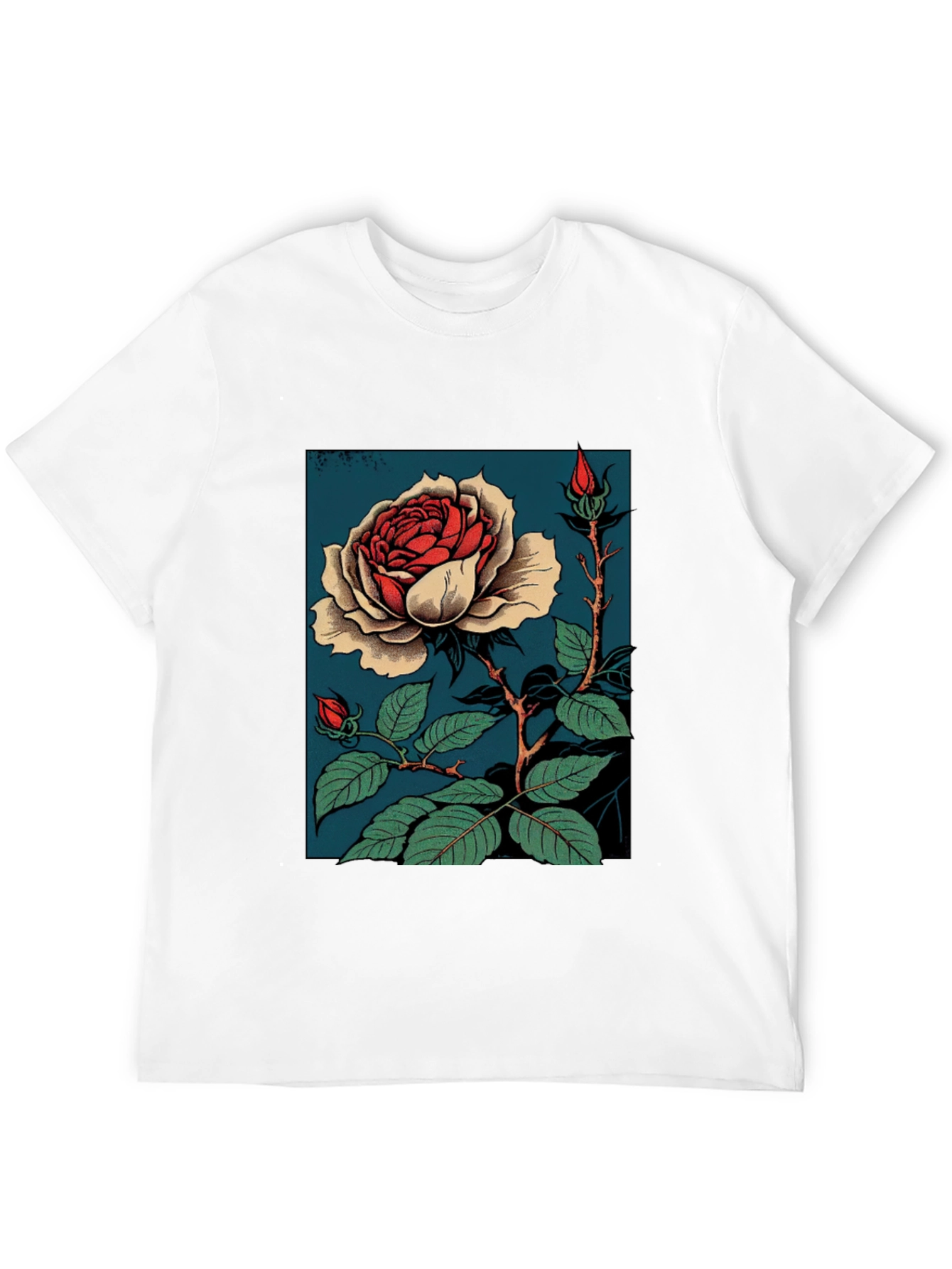 Black Elegant Rose Graphic T-Shirt - Black view 12