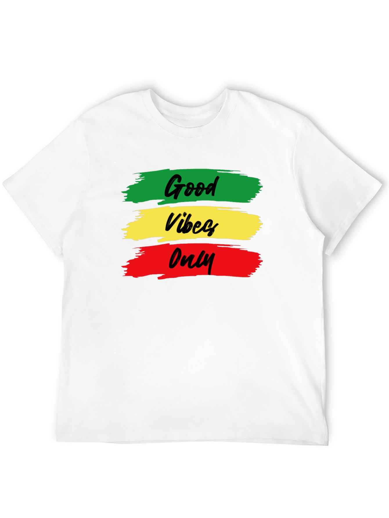 Black Good Vibes Only T-Shirt - Rasta Colors - Black Cotton view 12