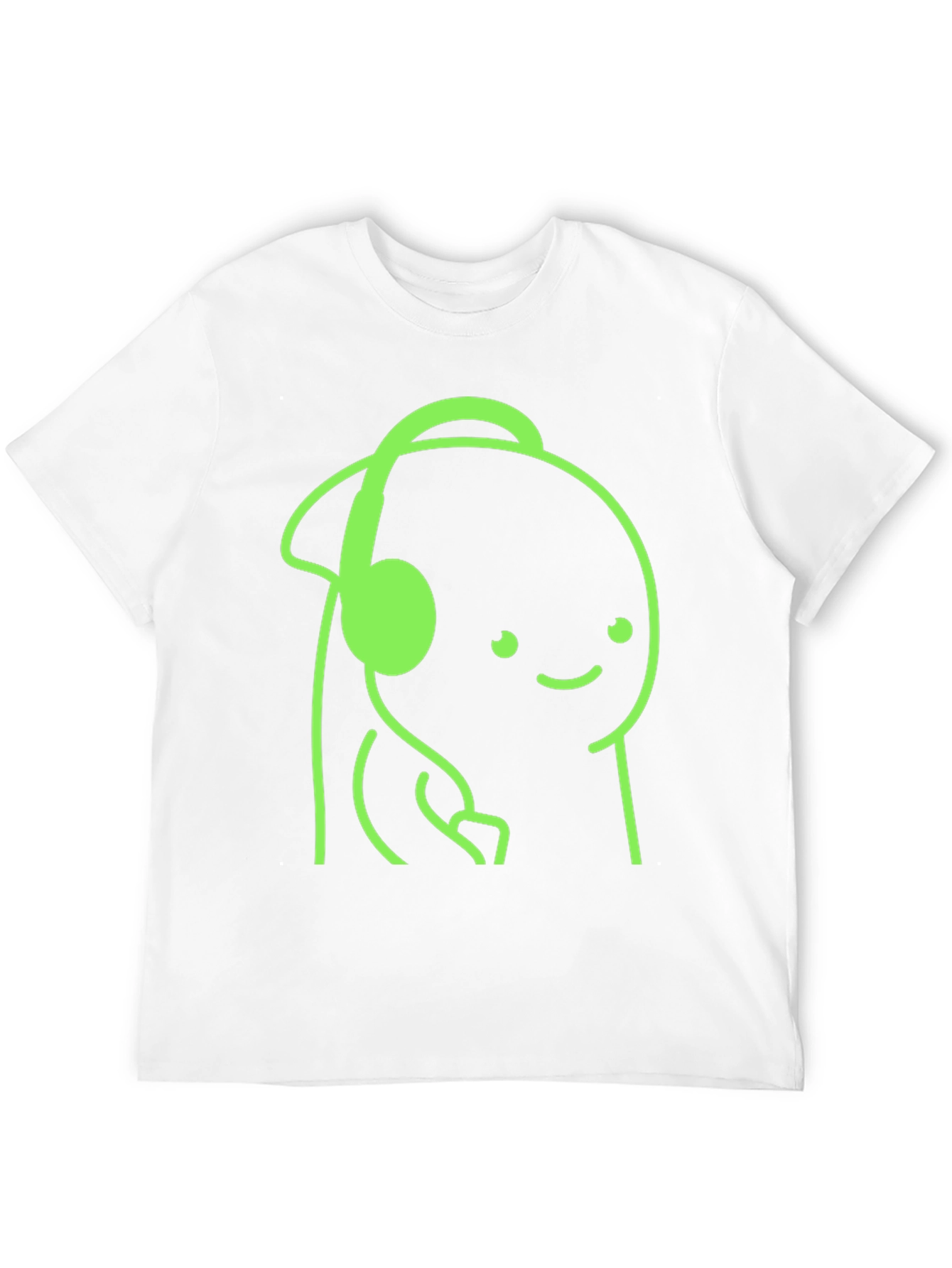 Black Cartoon Headphone Graphic Tee - Casual Style view 12