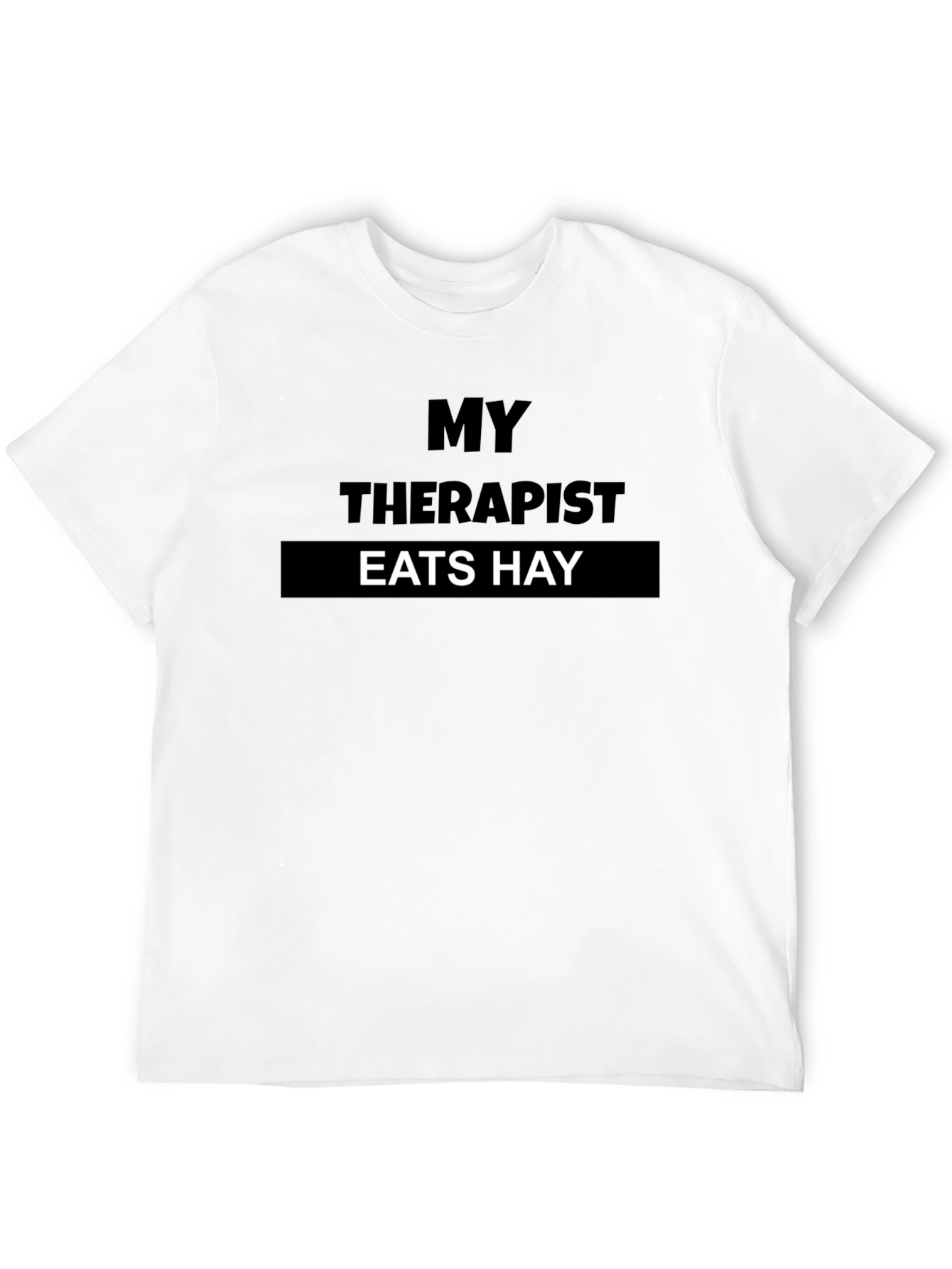 Black My Therapist Eats Hay Funny Graphic T-Shirt view 12