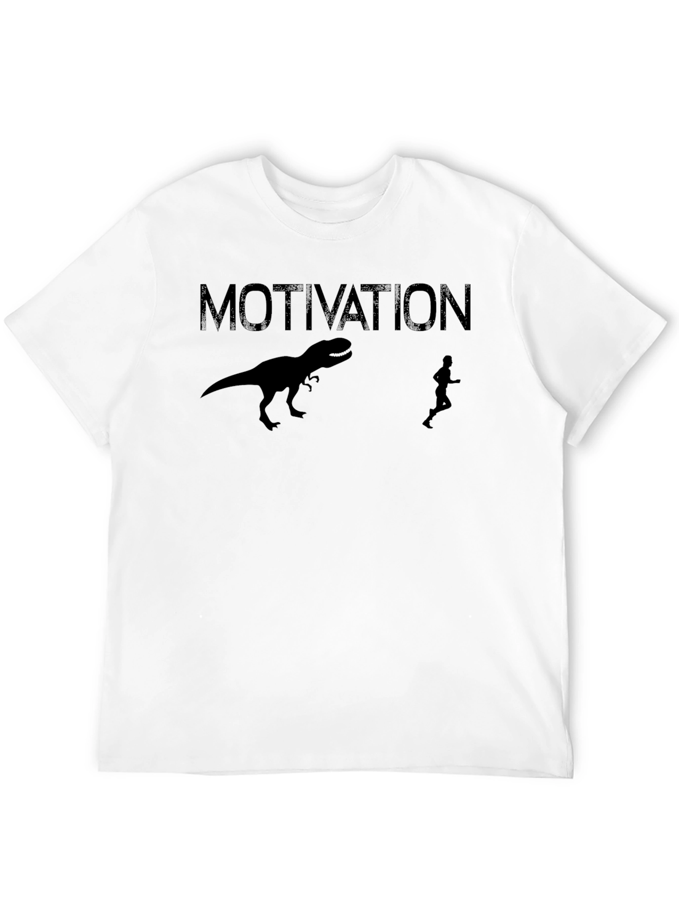 Black Motivation Dinosaur Run Graphic T-Shirt view 12