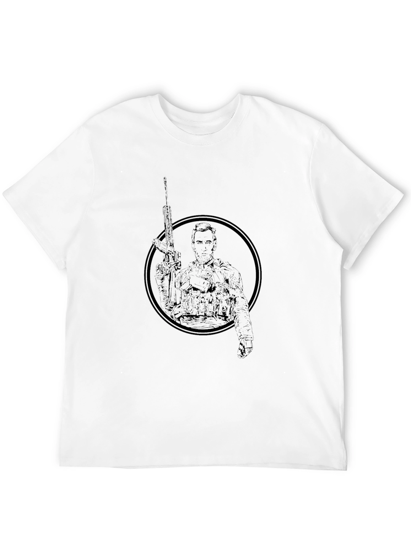 Black Tactical Graphic Print Men's T-Shirt - Black view 12