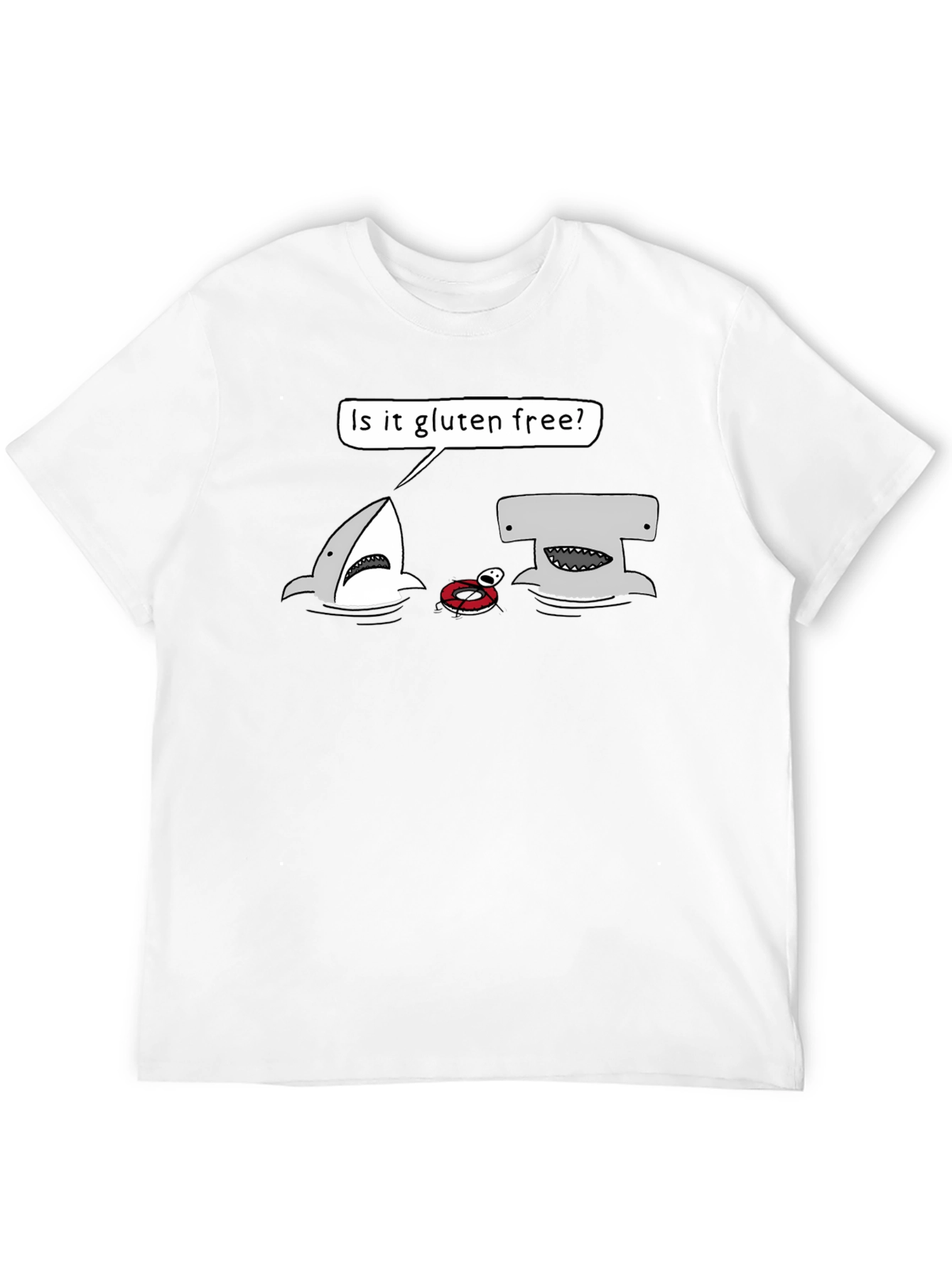 Black Gluten-Free Shark Graphic Tee - Humor T-Shirt view 12