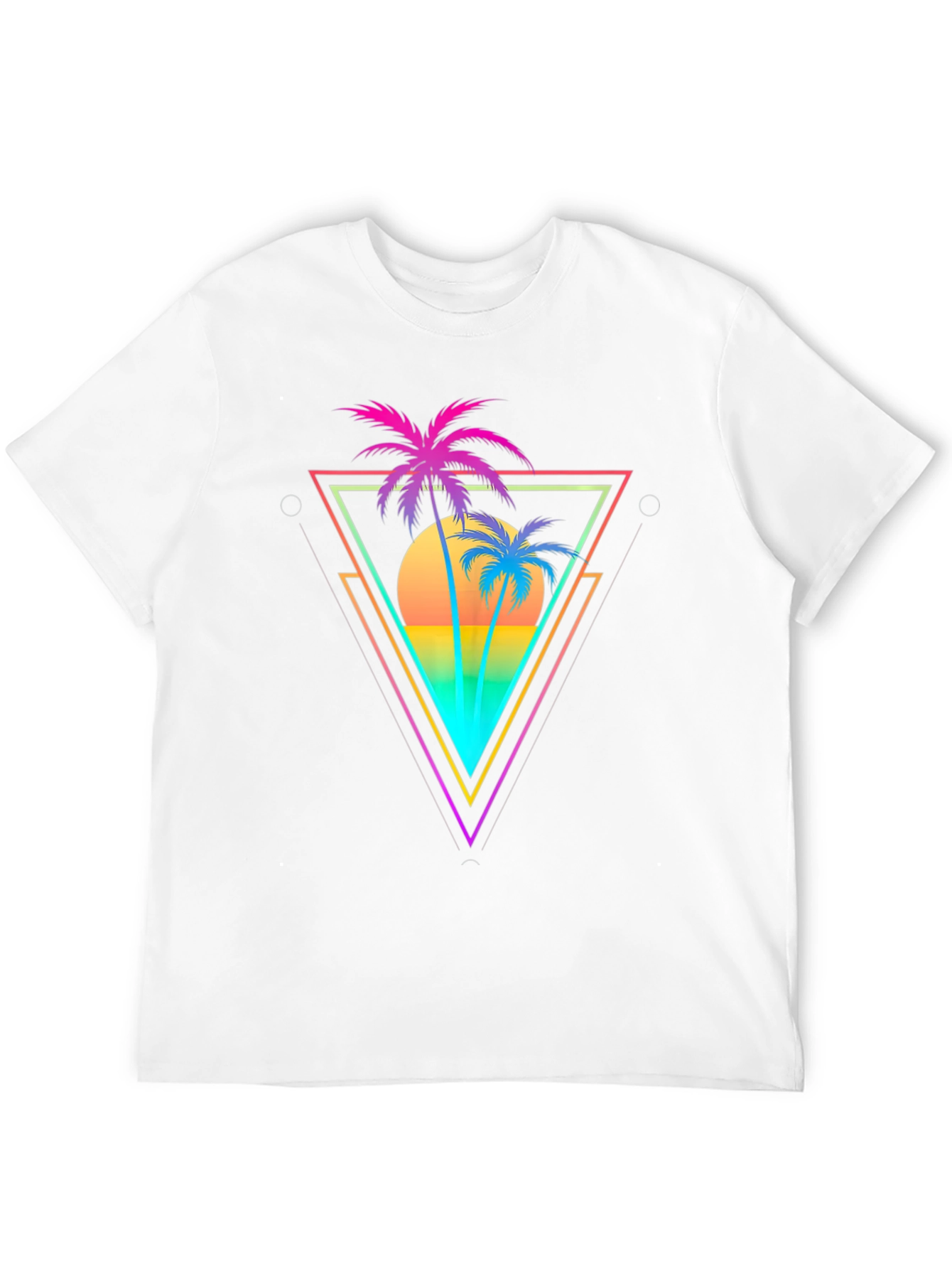 Black Retro Palm Tree Triangle Graphic T-Shirt view 12