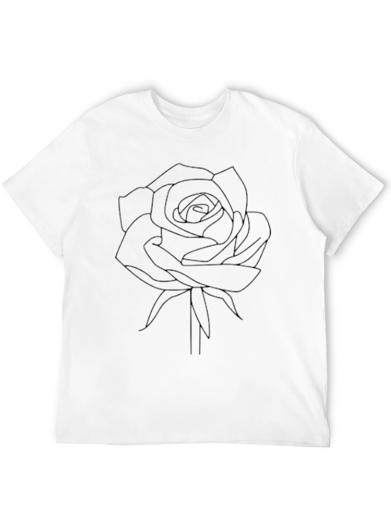Black Minimalist Rose Outline T-Shirt - Black view 12