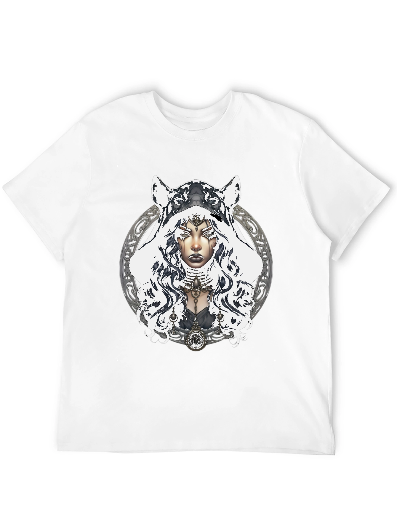 Black Mystic Wolf Hooded T-Shirt view 12