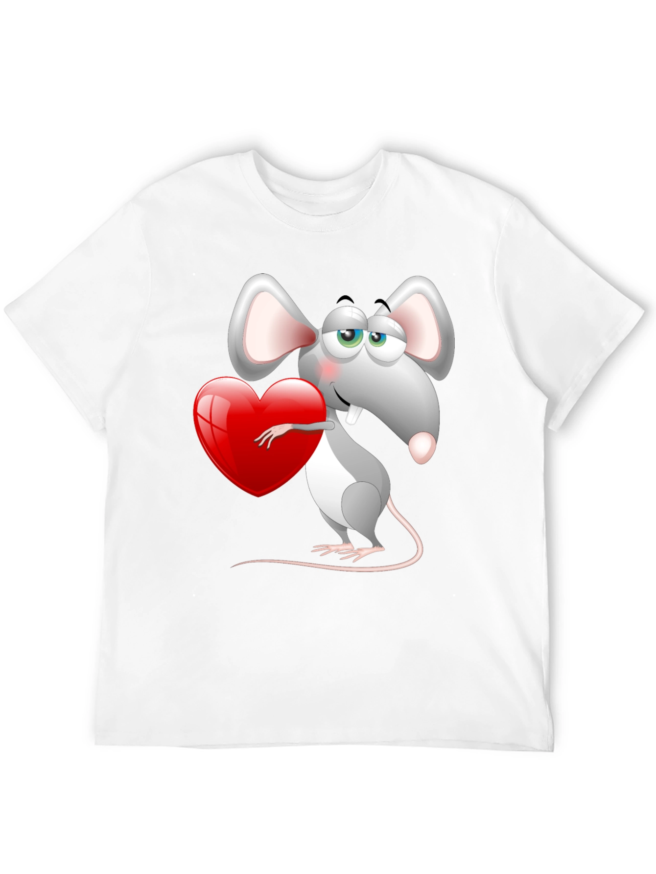 Black Cute Mouse with Heart Graphic Tee - Black view 12