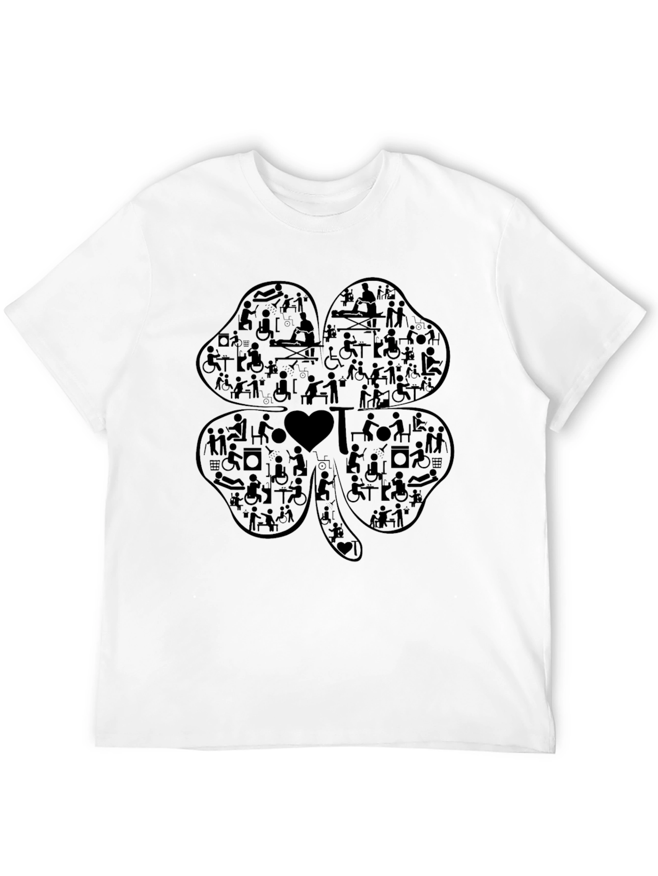 Black Four-Leaf Clover Graphic Tee - Physical Therapy Gift view 12