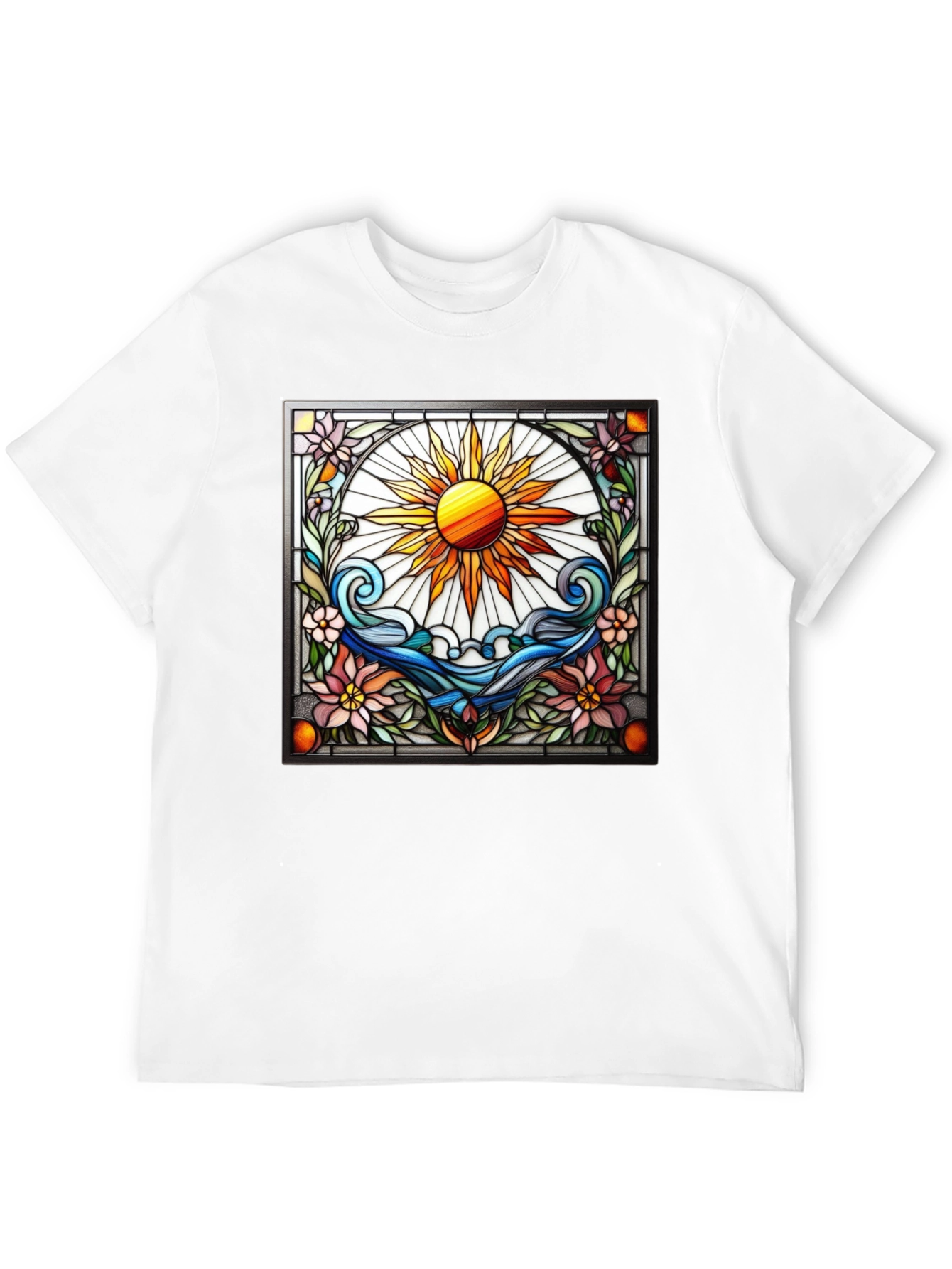 Black Stained Glass Sun Graphic Tee view 12
