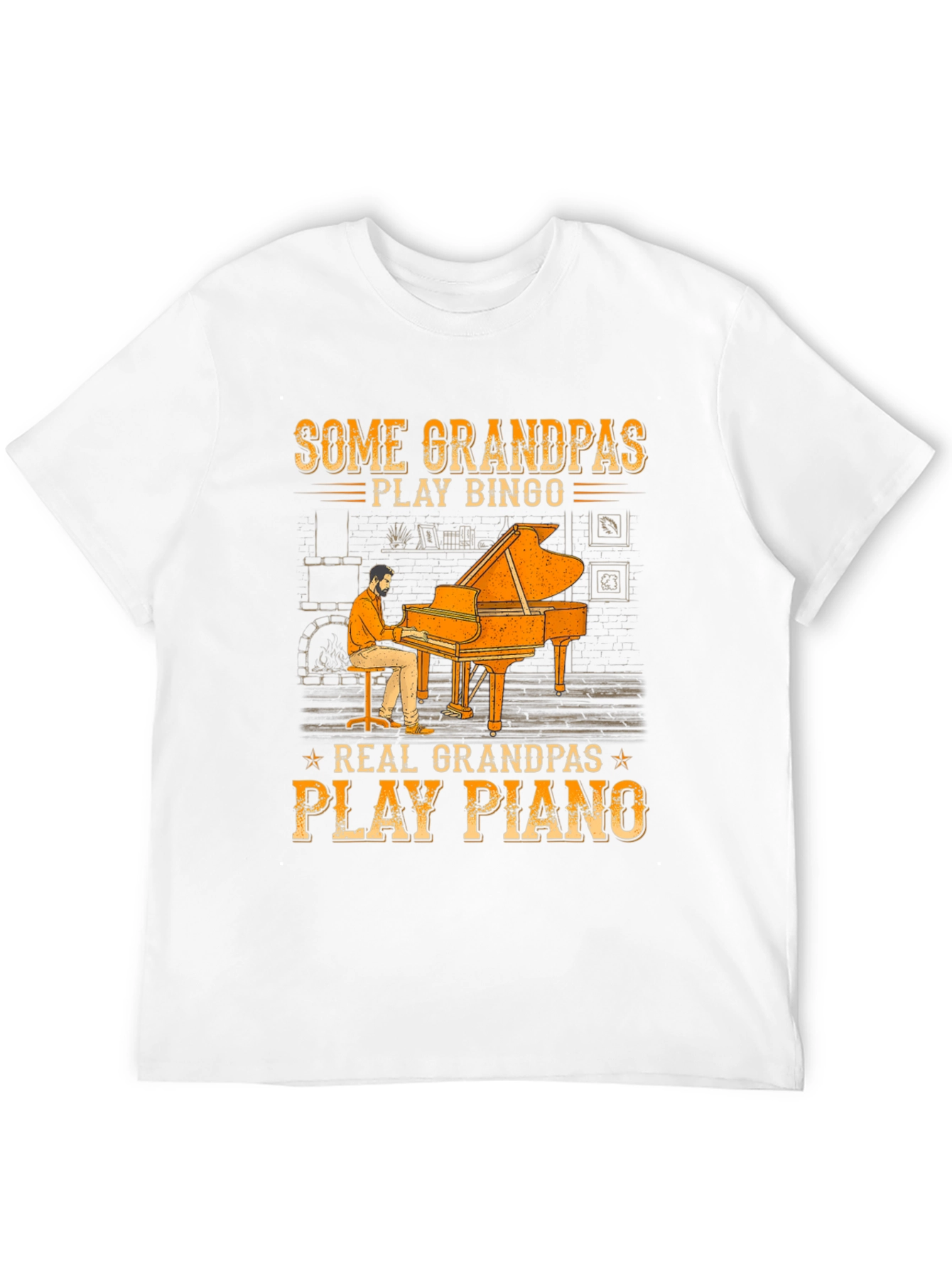 Black Grandpa Piano Player Graphic Tee - Cool Grandparent Gift view 12