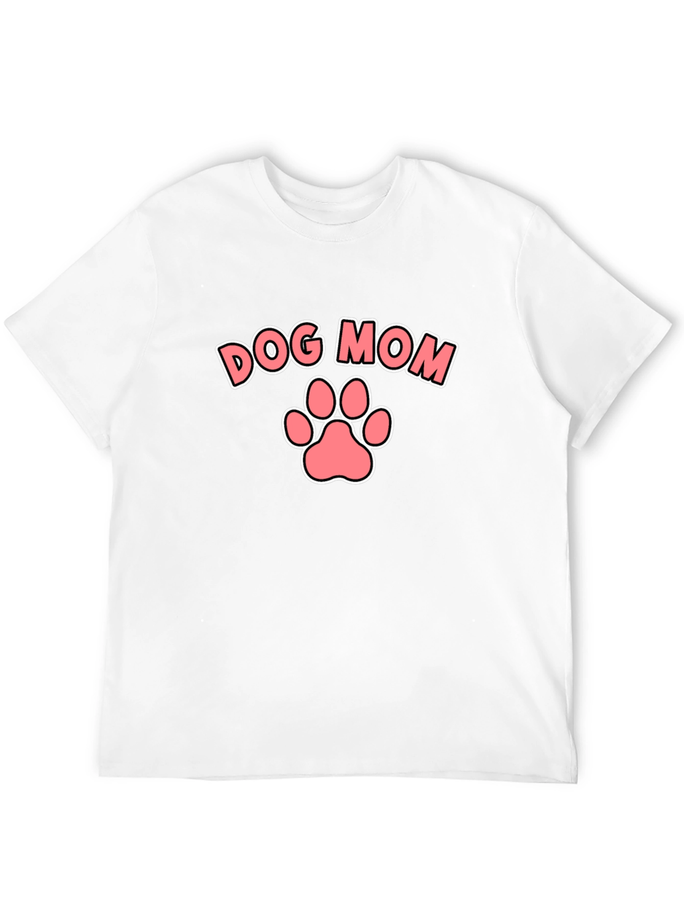 Black Dog Mom T-Shirt - Black Tee with Pink Paw Print view 12