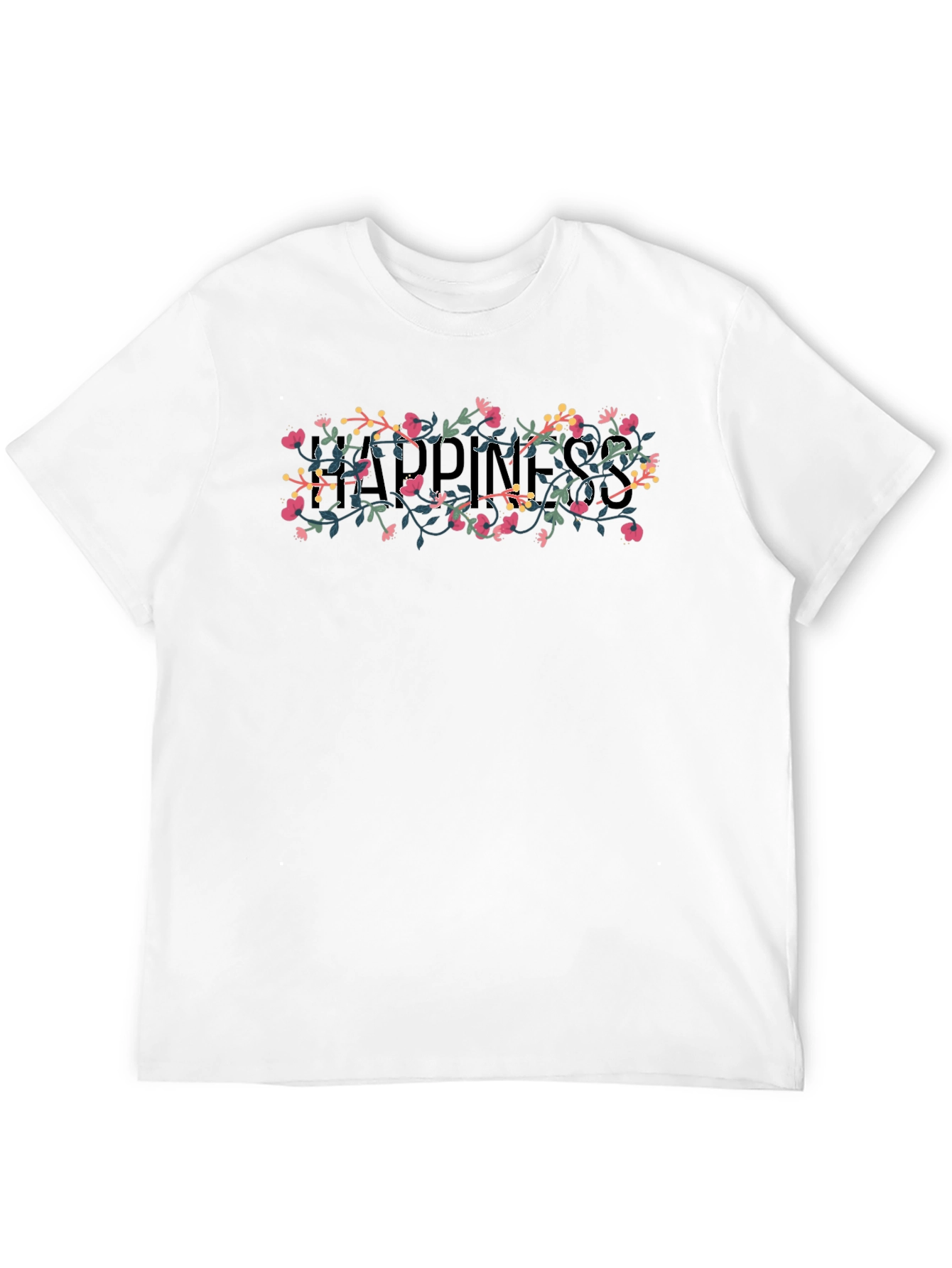 Black Floral Happiness T-Shirt - Black view 12
