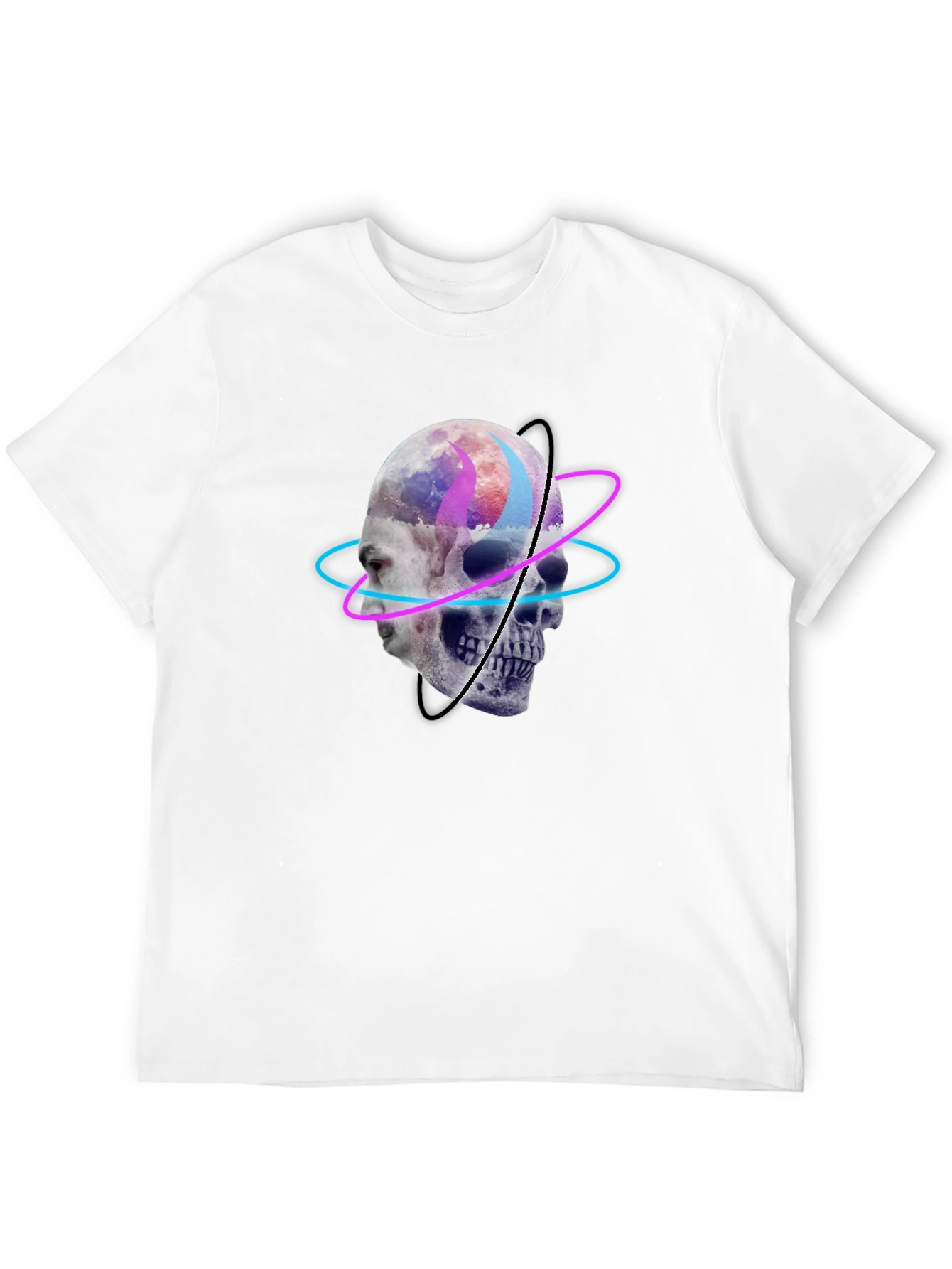 Black Skull Graphic Tee - Neon Orbit Design view 12
