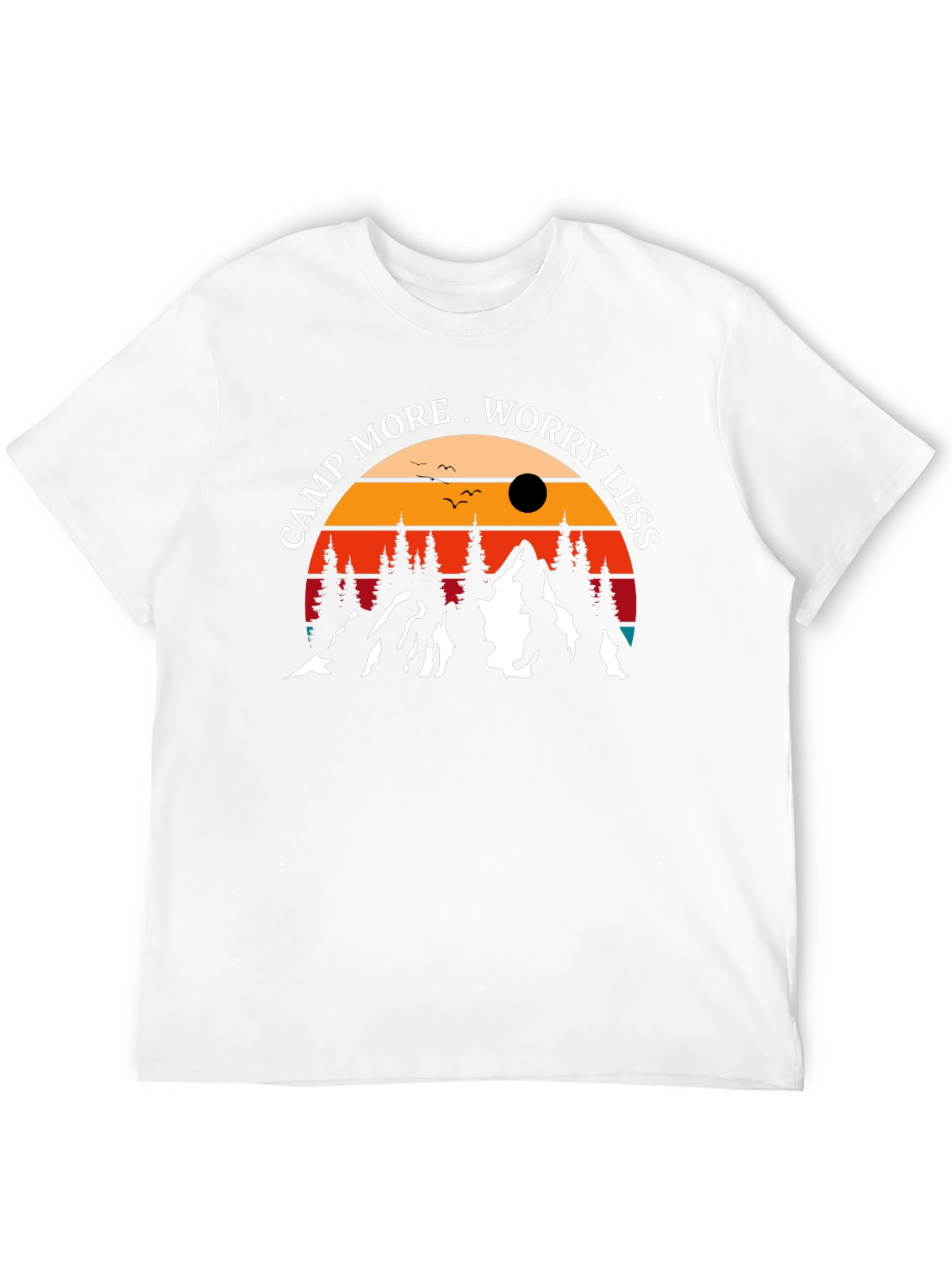 Black Camp More Worry Less Graphic Tee - Nature Adventure T-Shirt view 12