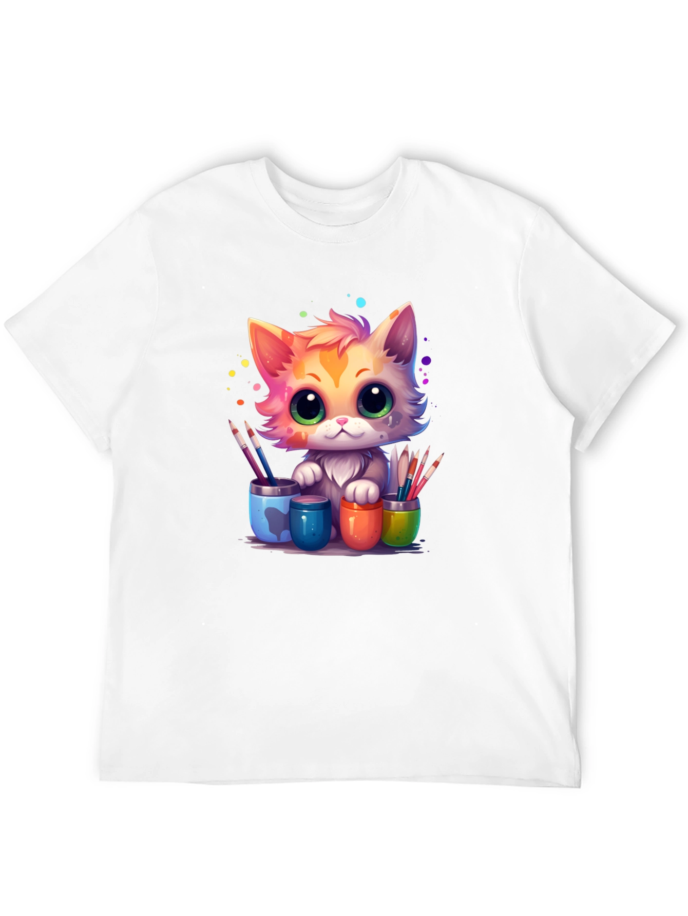 Black Artist Cat T-Shirt - Cute & Colorful Design view 12