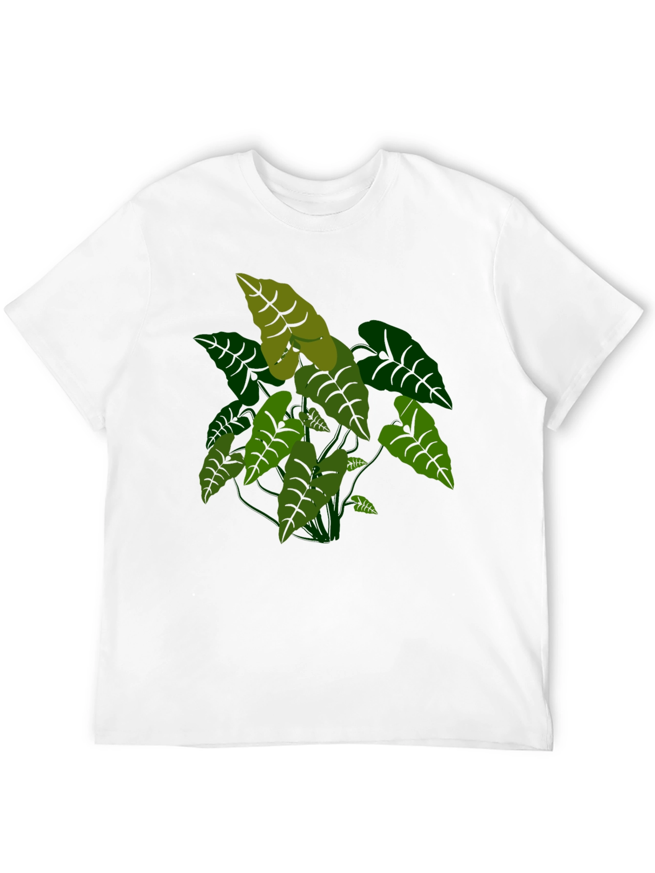 Black Tropical Plant Graphic Tee - Black Cotton T-Shirt view 12