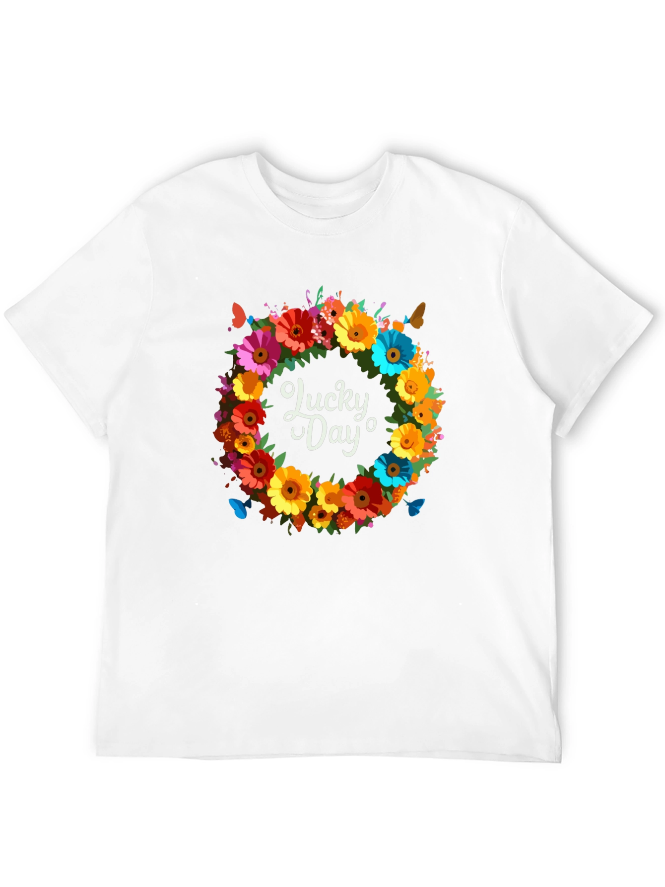 Black Lucky Day Floral Wreath Graphic Tee view 12
