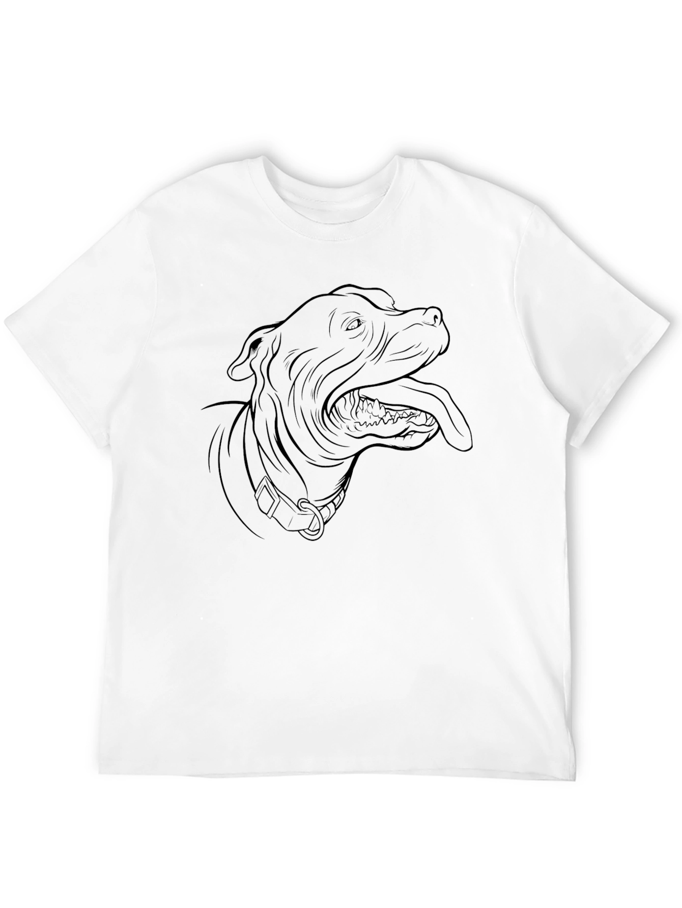 Black Pitbull Dog Outline Black T-Shirt view 12